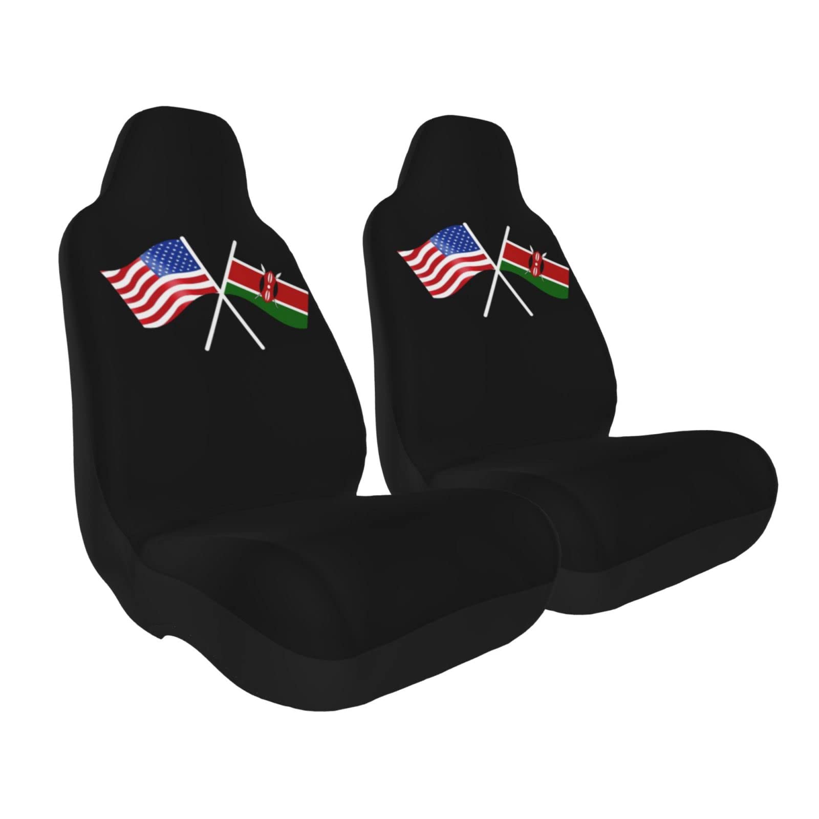 OKLRYNBV American & Kenya Flag Car Seat Covers - Universal Fit for Most Vehicles (2-Piece Set) | Patriotic Car Accessories for SUV, Truck & Sedan