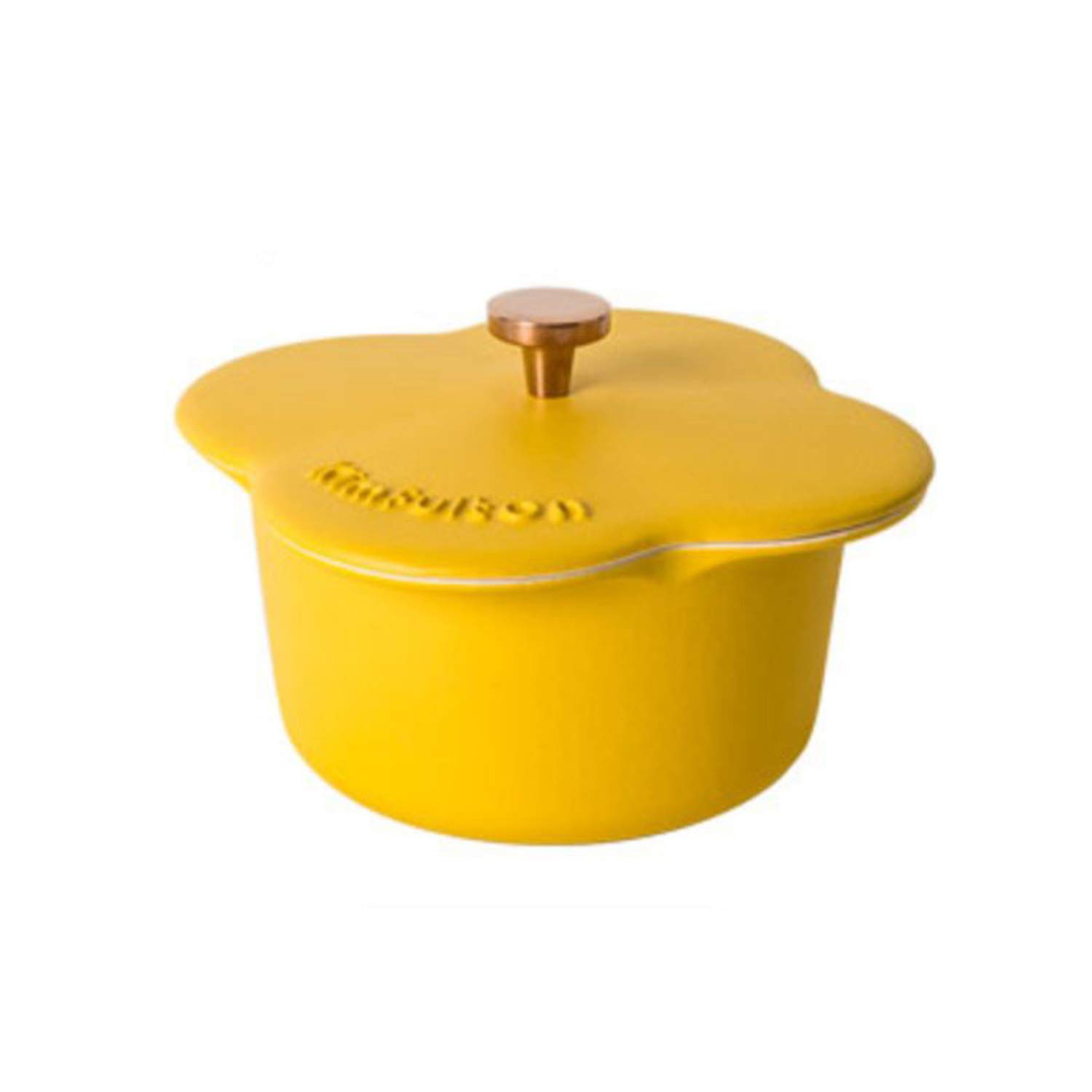 QYQCX Yellow Flower Cast Iron Enamel Pot – 16cm Healthy Baby Food Cookware with Lid | Easy-Clean Enameled Dutch Oven for Soups, Stews & Family Meals | Durable Kitchen Cooker for Home & Restaurant Use