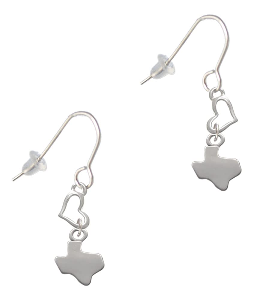 Delight Jewelry Silvertone Mini Texas Small Heart French Earrings - Elegant Dainty Stud Earrings for Women | Perfect for Everyday Wear, Date Nights & Gifts