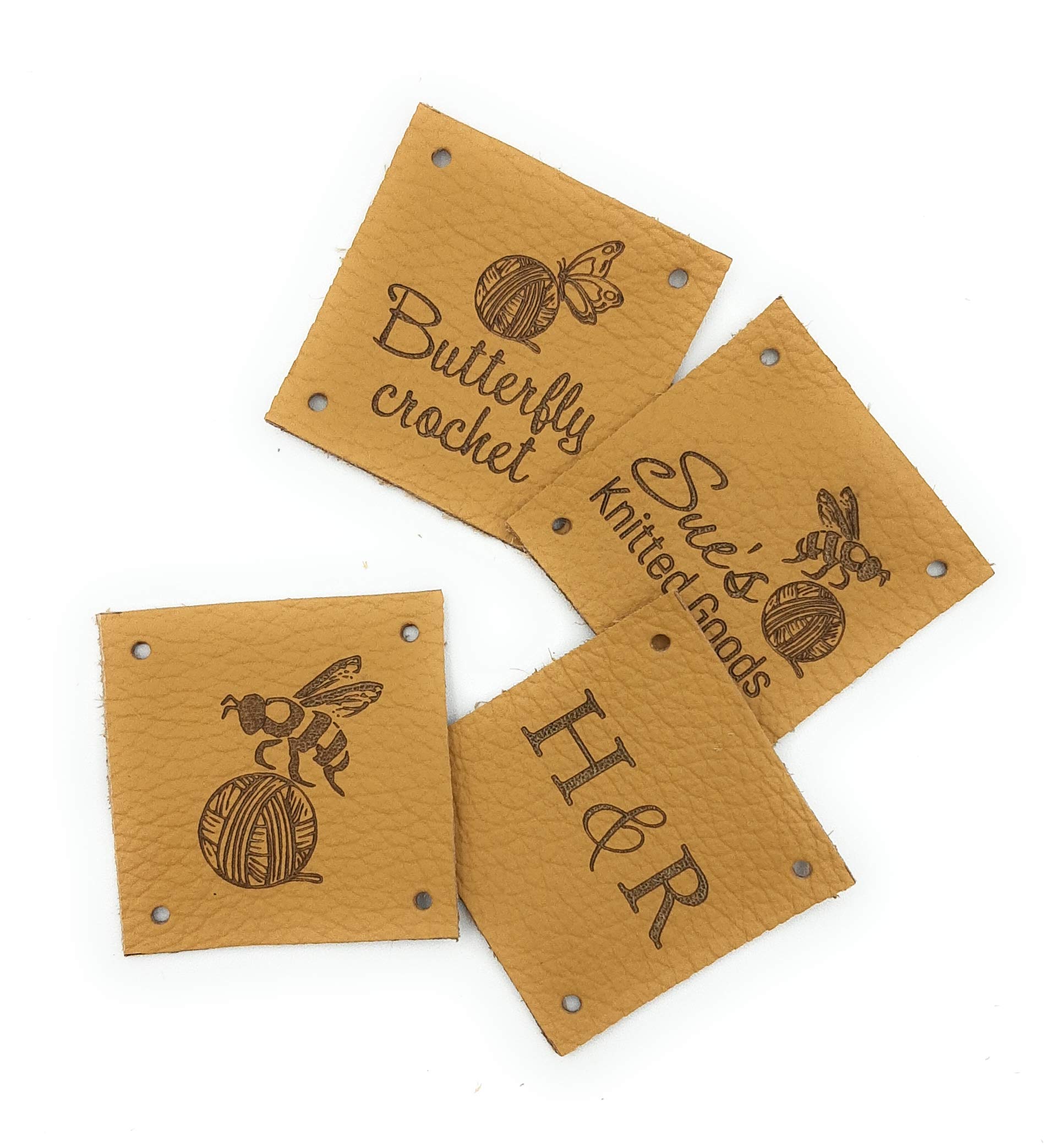 Premium Leather Labels for Handmade Crafts - Custom Knitting Tags & Product Labels (25-Piece Set) | Perfect for DIY Sewing, Crochet, Gift Packaging & Branding