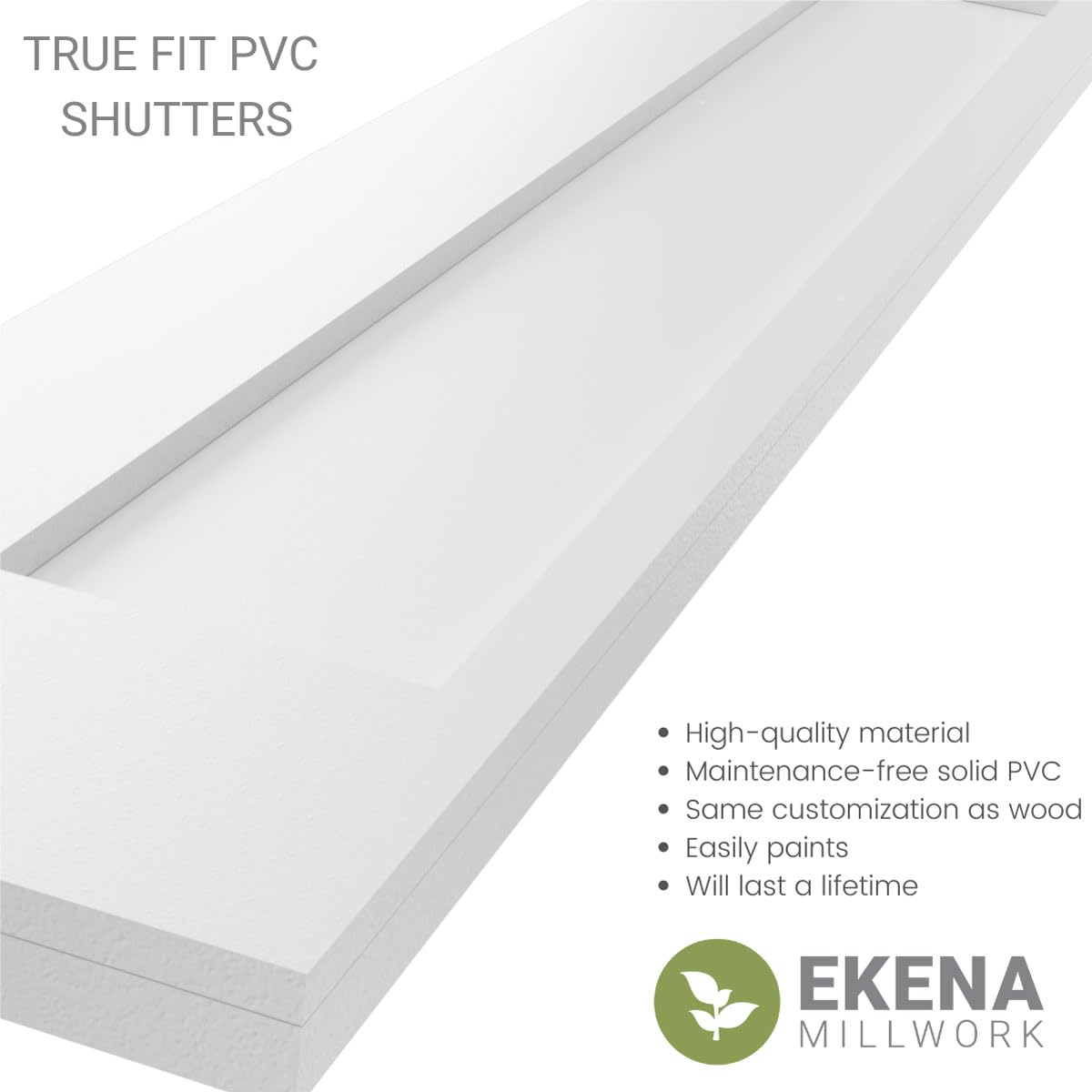 Ekena Millwork TFP001ST12X064MG True Fit PVC San Antonio Mission Style Fixed Mount Shutters - 12