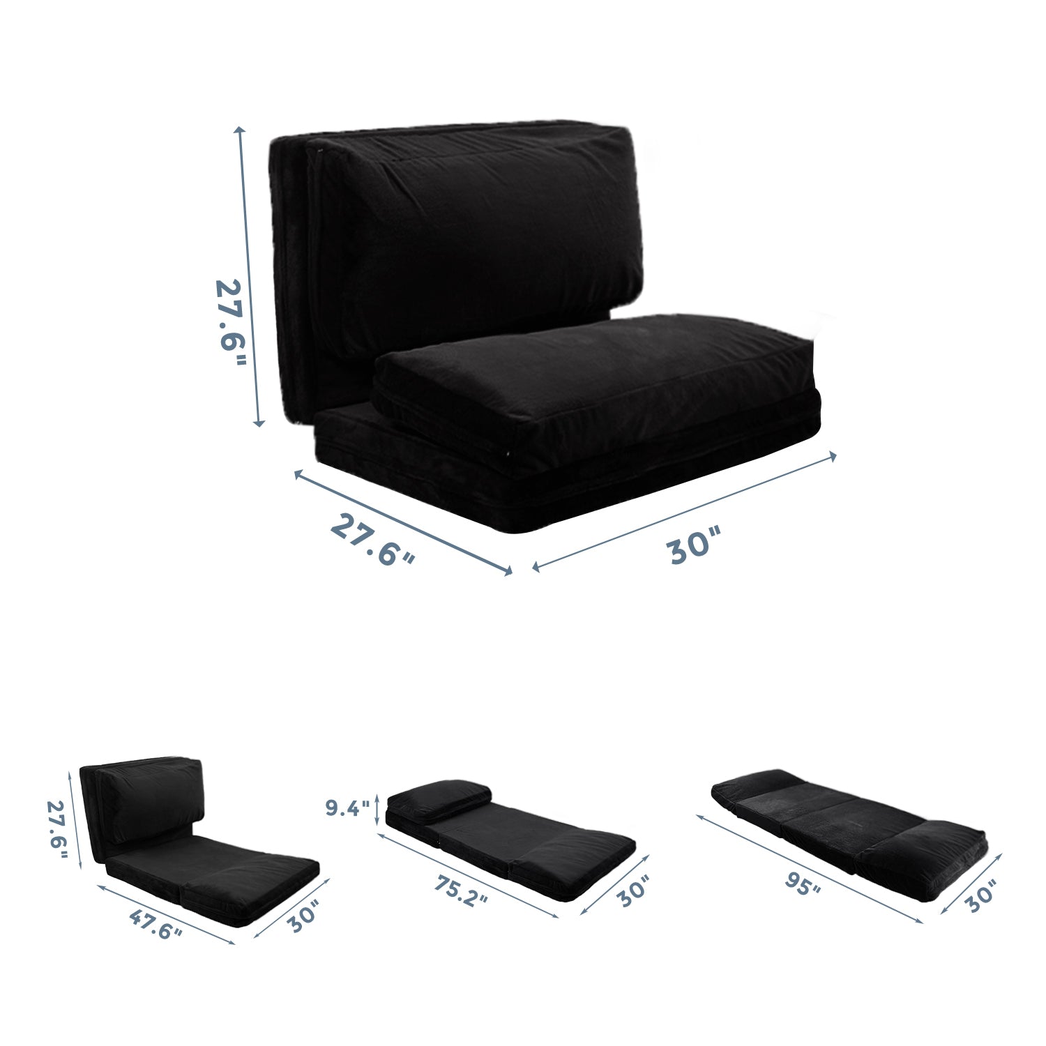MAXYOYO Bean Bag Folding Sofa Bed - Extra Thick Floor Mattress with Washable Faux Fur Cover | Perfect for Living Room, Bedroom, Dorm & Game Room Lounging