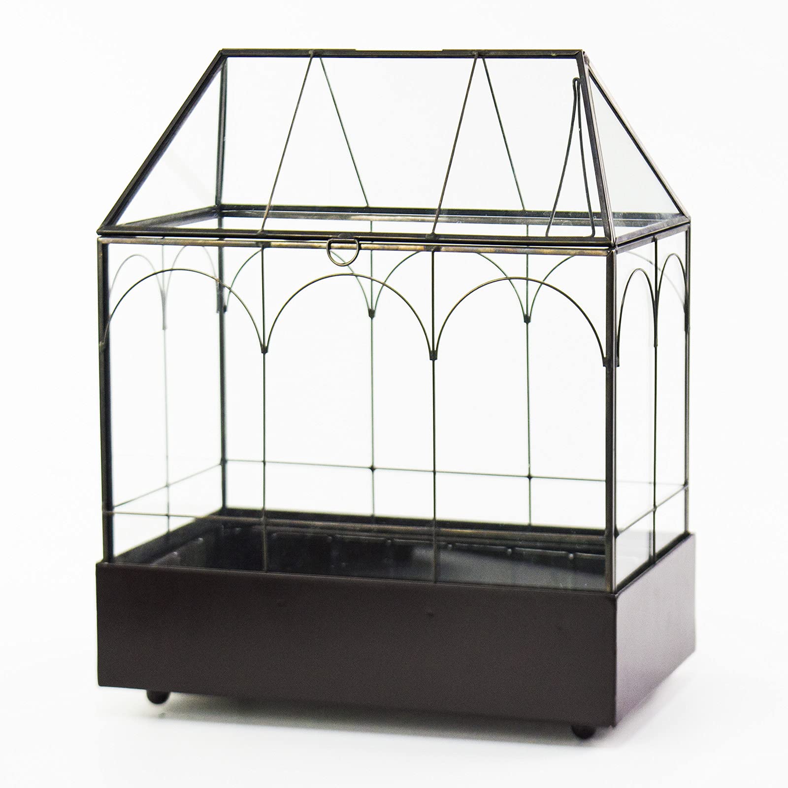 Large Tall Glass Plant Terrarium for Succulents & Air Plants – 9.5”X5.7”X11.4” House Terrarium Kit with Lip and Tray | Perfect for Home Decor, Office Desk & Indoor Gardening