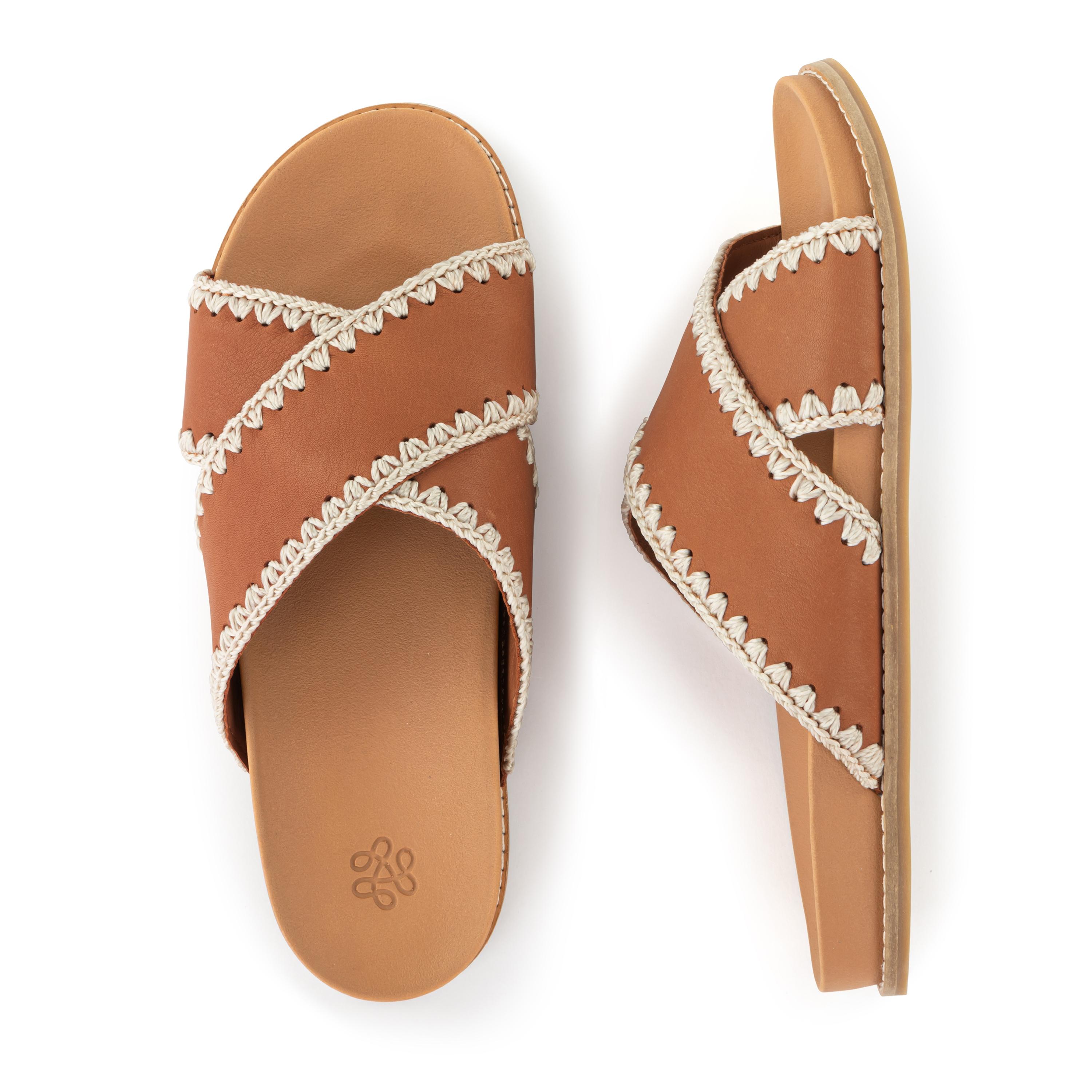 Penelope Women's Leather Sandals in Tobacco Brown - Comfortable & Stylish for Summer, Beach, and Casual Outings