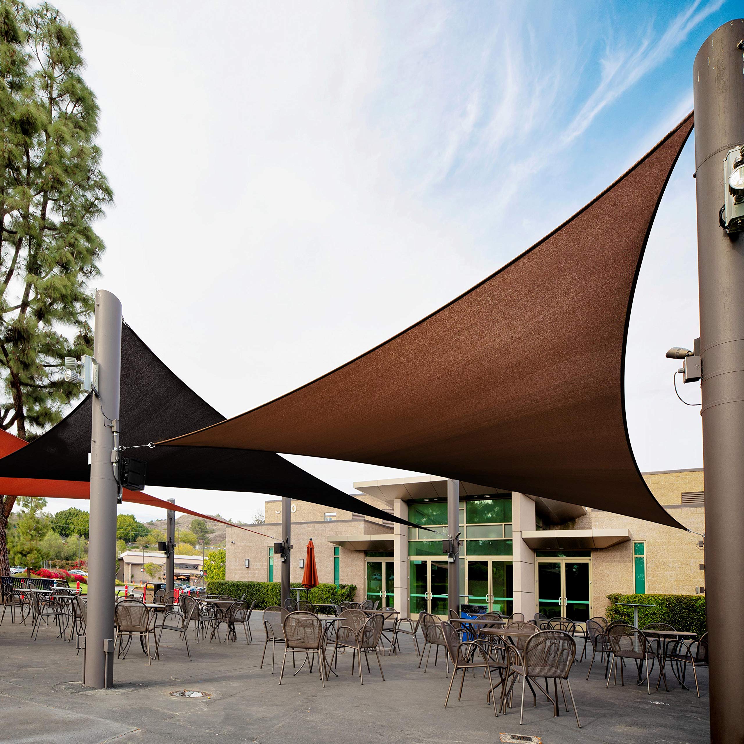Custom Triangle Sun Shade Sail 15' x 22' x 26.6' - Heavy Duty 200GSM UV Block Canopy Mesh for Patio, Pool & Backyard - Commercial Grade Brown Right Triangle Shade Sail RTAPRT18