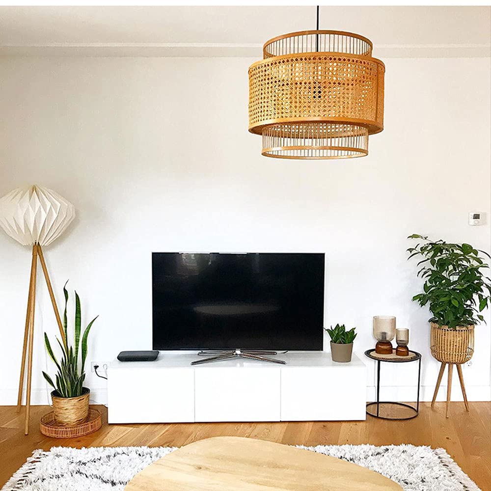 Japanese Handmade Bamboo LED Chandelier - Modern Farmhouse Ceiling Pendant Light for Dining Room, Kitchen, Restaurant & Living Room | Energy Efficient Indoor Lighting Fixture for Cozy Ambiance