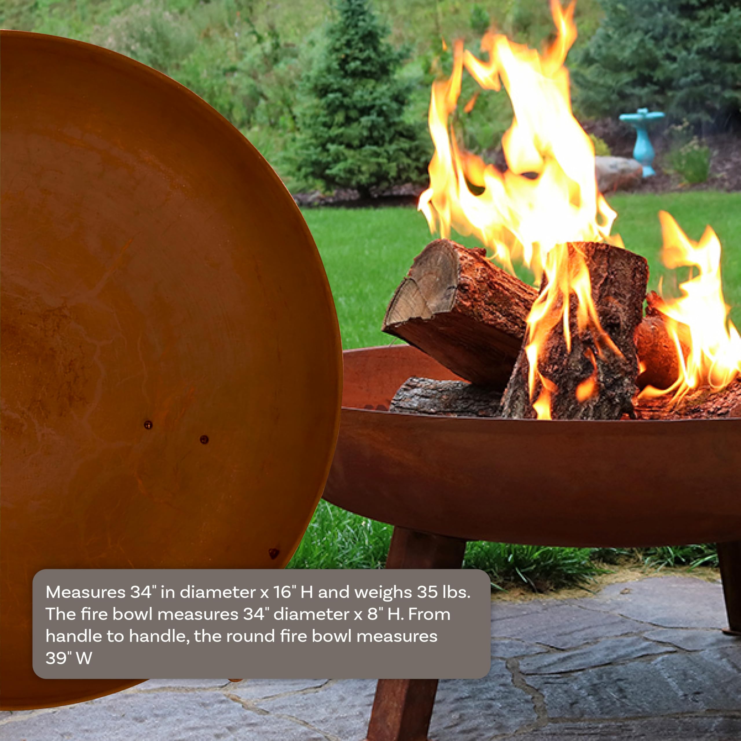 Sunnydaze 34-Inch Heavy Duty Cast Iron Wood Burning Fire Pit for Outdoor Backyard, Patio, Camping - Rust-Resistant Oxidized Finish with Handles - Perfect for Bonfires, S'mores & Backyard Gatherings