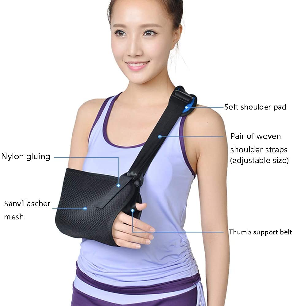 Adjustable Arm Sling Shoulder Brace with Thumb Support - Rotator Cuff Support for Injury Recovery & Post-Surgery Care - Comfortable Shoulder Immobilizer for Daily Use & Sports Injury Protection