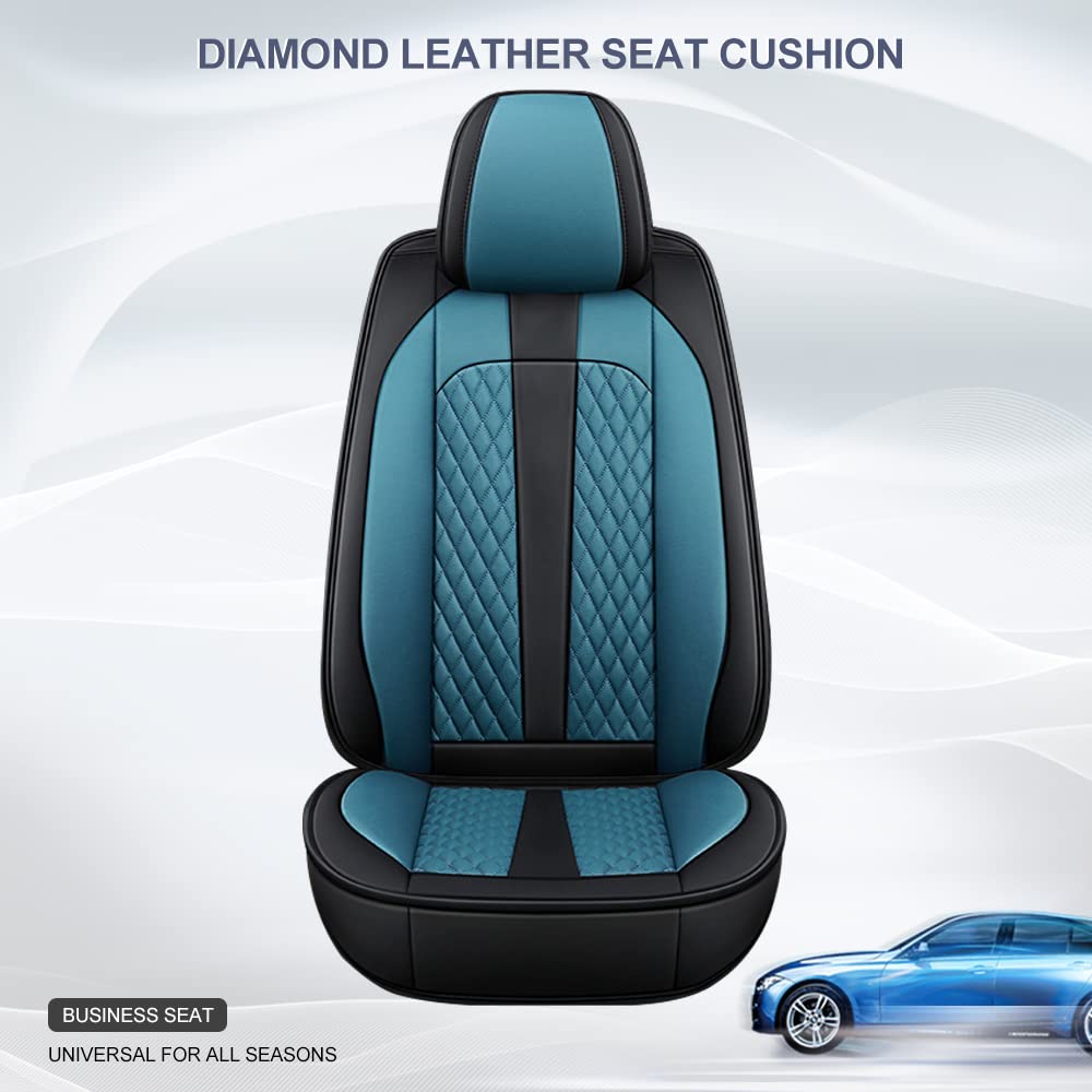Premium Genuine Leather Car Seat Covers for Chevrolet Corvette C5 - Waterproof, Scratch-Resistant, Non-Slip Design with Airbag Compatibility (Full Set, Black/Blue) - Perfect for Daily Commuting & Road Trips