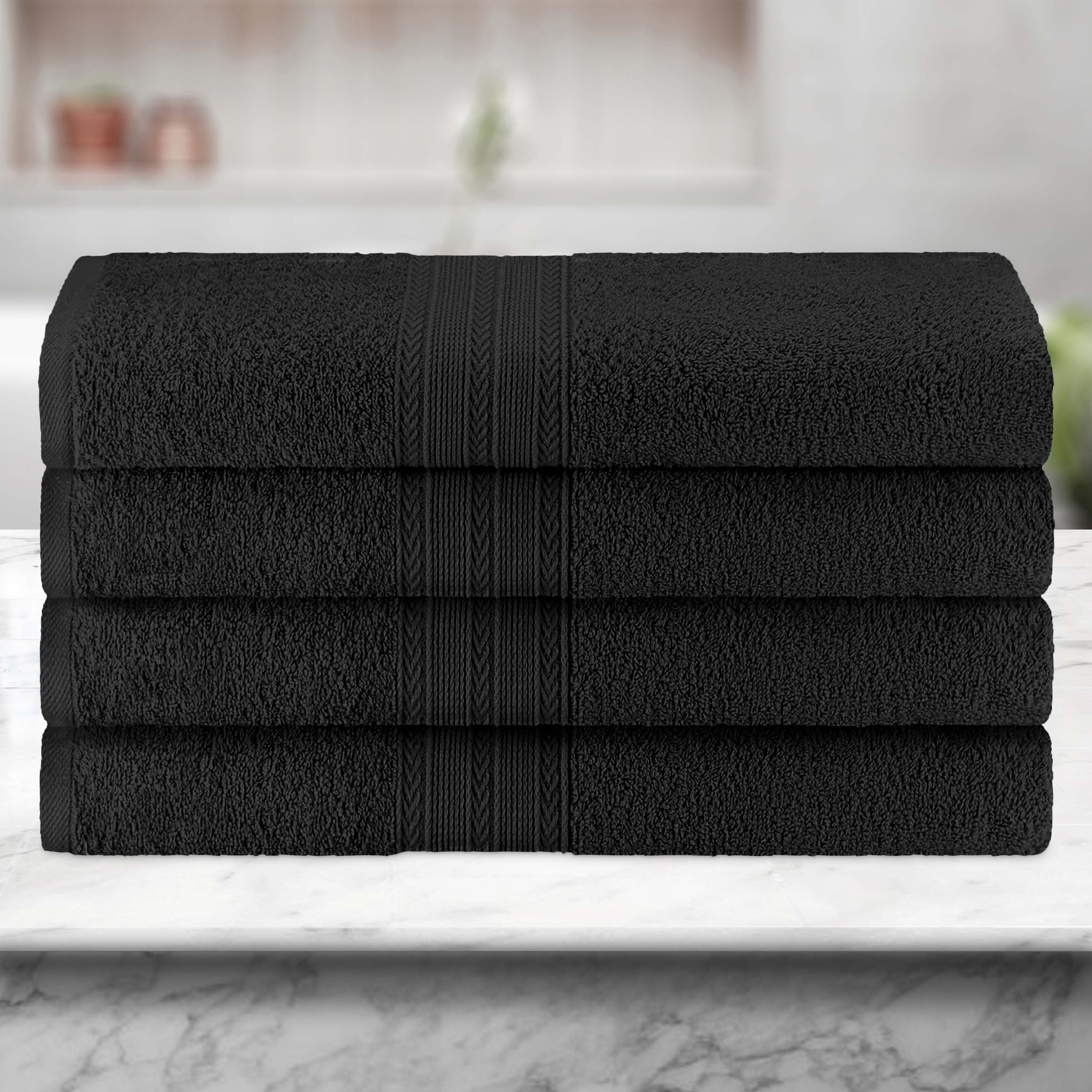 Premium 100% Cotton Eco-Friendly 4-Piece Bath Towel Set - Soft, Absorbent & Sustainable - Perfect for Spa, Beach & Luxury Bathroom Use