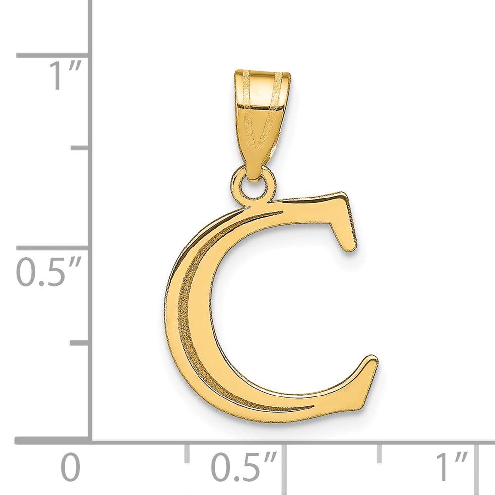 14K Yellow Gold Polished Etched Letter C Initial Pendant Necklace - Elegant Personalized Jewelry Gift for Women, Perfect for Birthdays, Anniversaries & Special Occasions