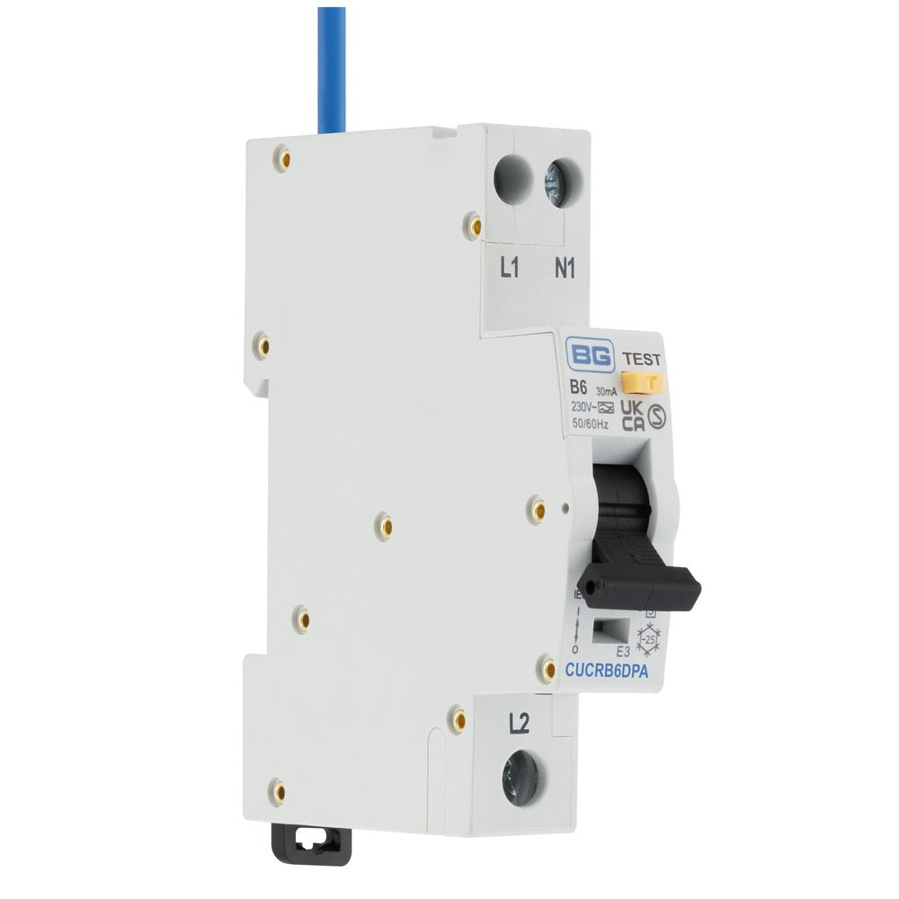 BG Fortress Type A Double Pole B Curve RCBO 6A Circuit Breaker - Perfect for Home Electrical Safety & Panel Protection