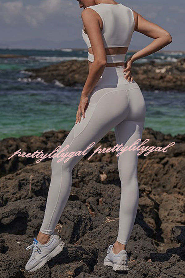 High Waist Yoga Leggings with Pockets - Women's Workout Tights for Running, Gym & Lounge - Stretchy Comfortable Activewear