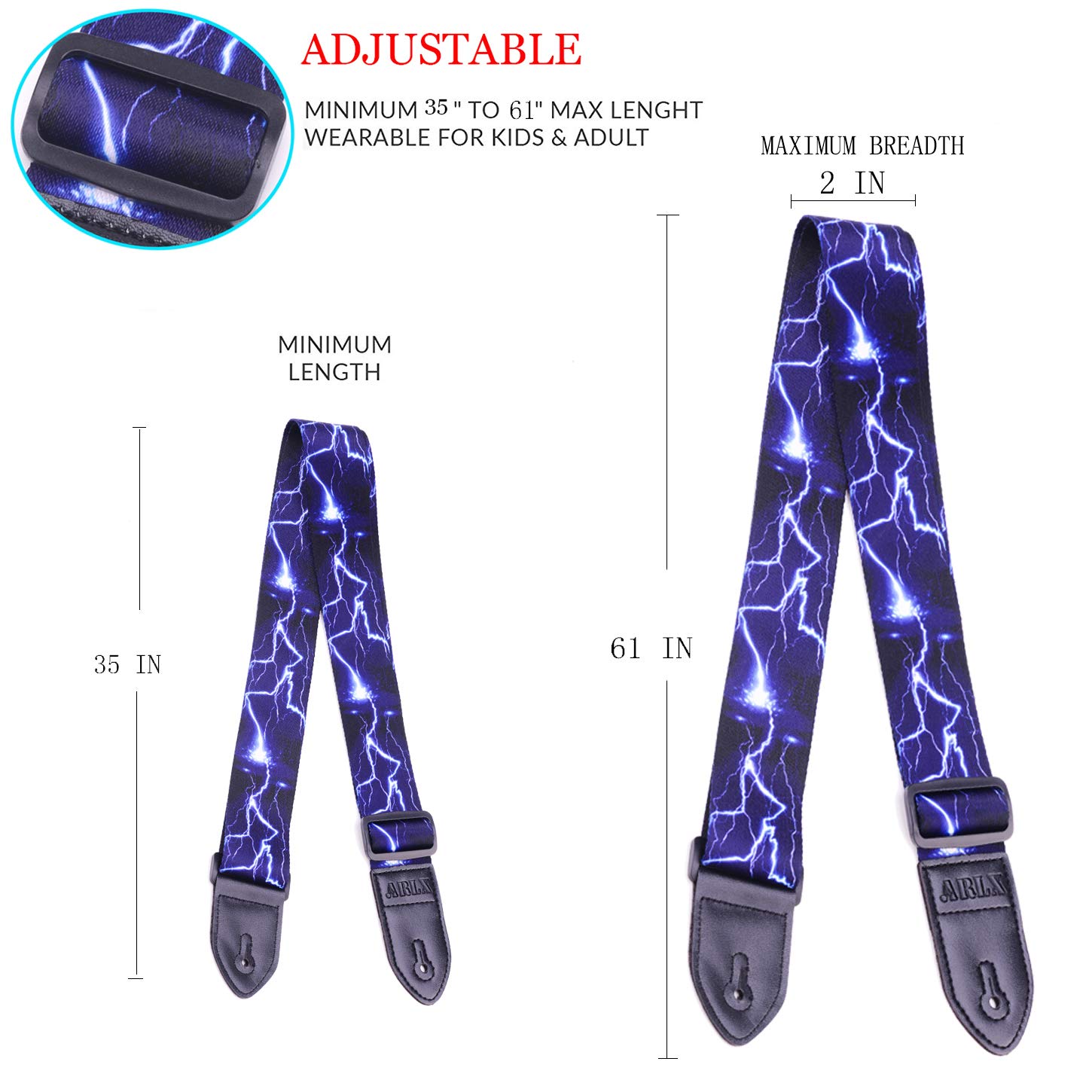 Premium Adjustable Guitar Strap for Electric & Acoustic Guitars - Comfortable Padded Shoulder Support - Ideal for Live Performances, Studio Sessions & Practice