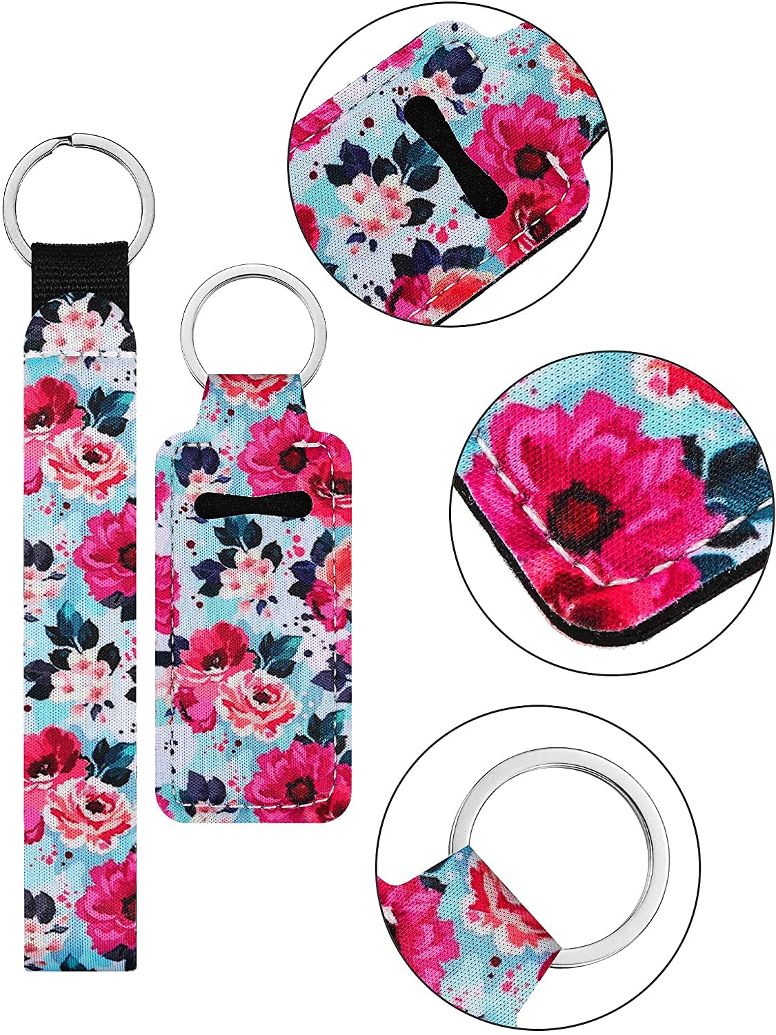 PUEZOKLY 24pcs Lip Balm Keychain & Wristlet Lanyards Set - Portable Lipstick Case for Women - Perfect for Travel & Daily Use
