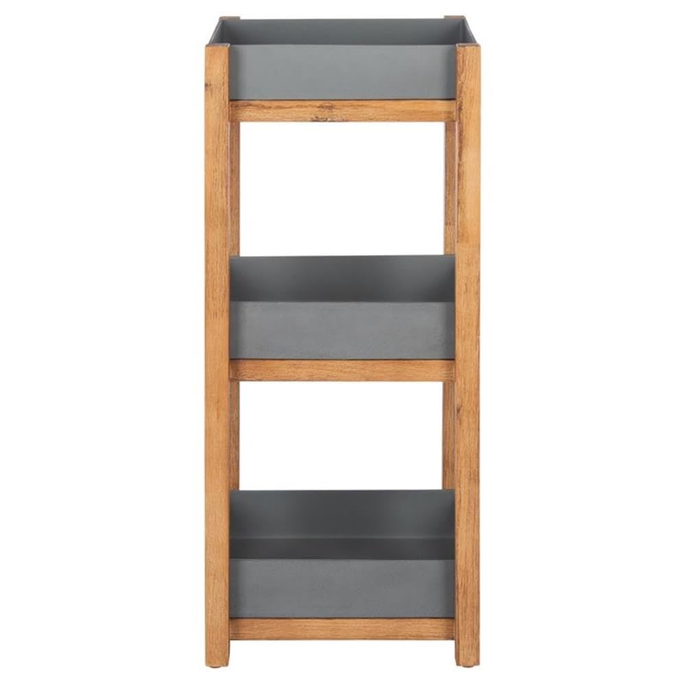 SAFAVIEH Outdoor Collection Artria 3-Tier Shelf - Natural Grey Rattan Storage Organizer for Patio, Garden & Balcony Decor