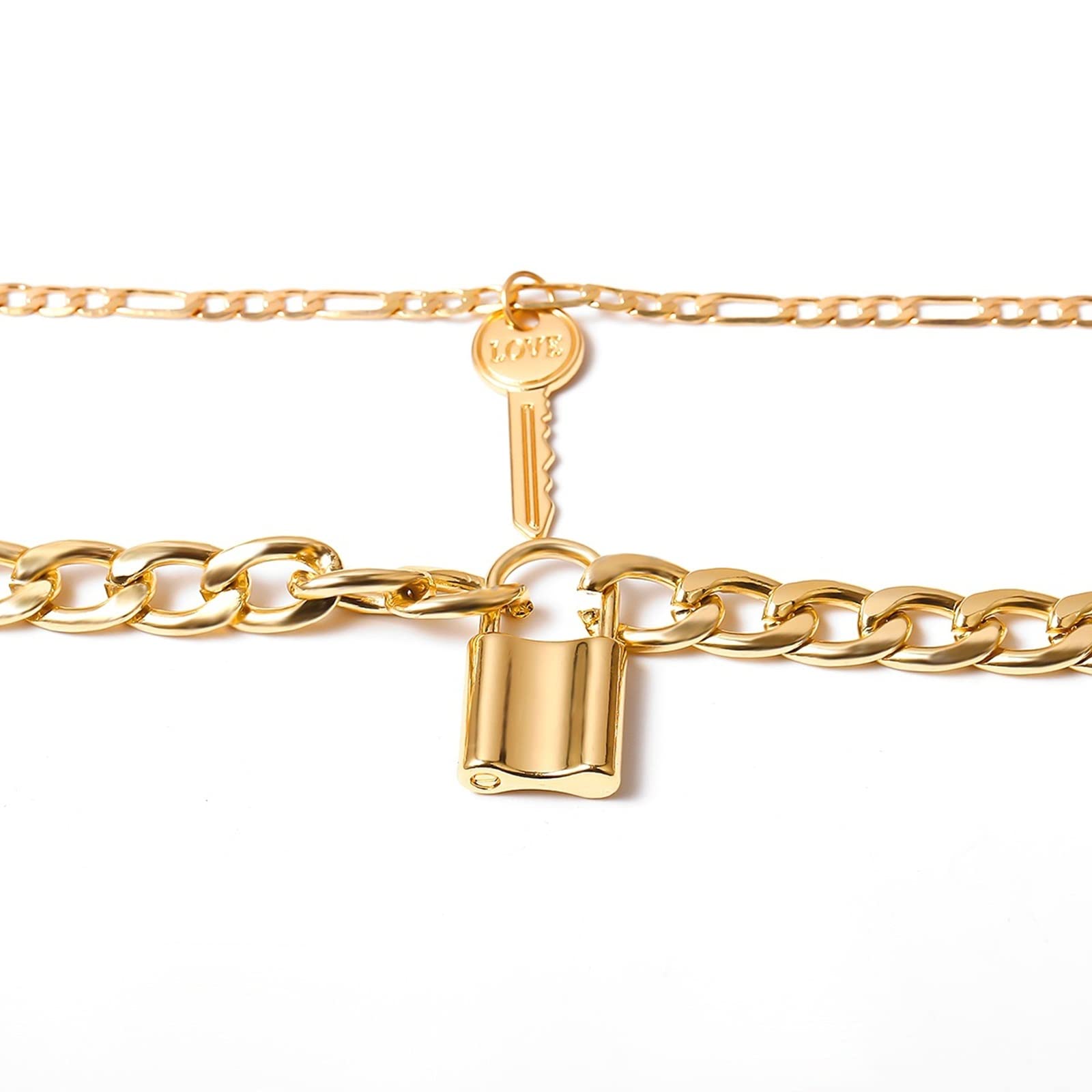 Dainty Layered Necklace Set for Women - 2 Piece Key & Lock Pendant Choker & Chain Necklace Jewelry | Birthday Gift for Her, Valentine's Day Present | Perfect for Layering, Everyday Wear & Special Occasions