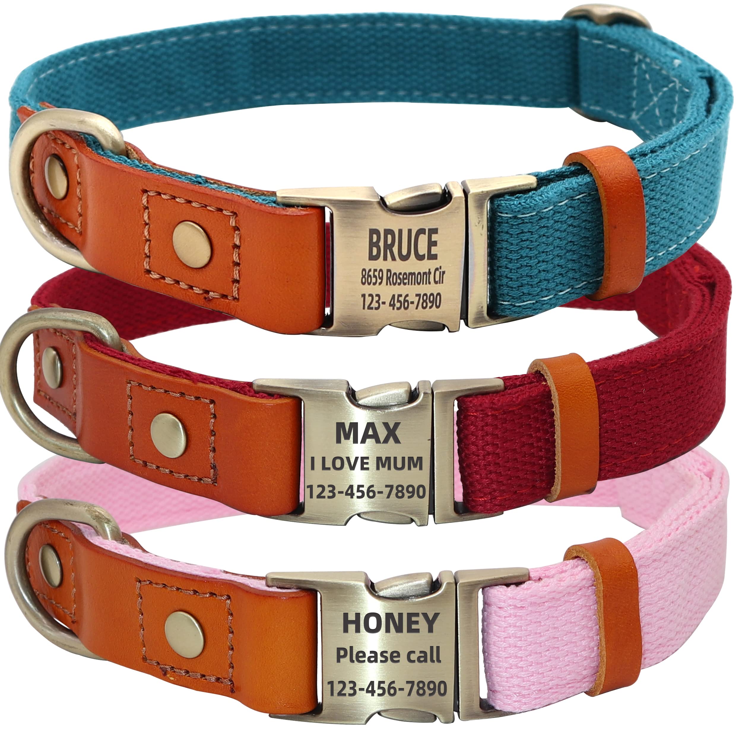**Personalized Dog Collar & Leash Set - Custom Engraved Name, Adjustable Quick-Release Buckle for Small, Medium & Large Dogs (Red, Size M) - Perfect for Walks, Training & Gifts**