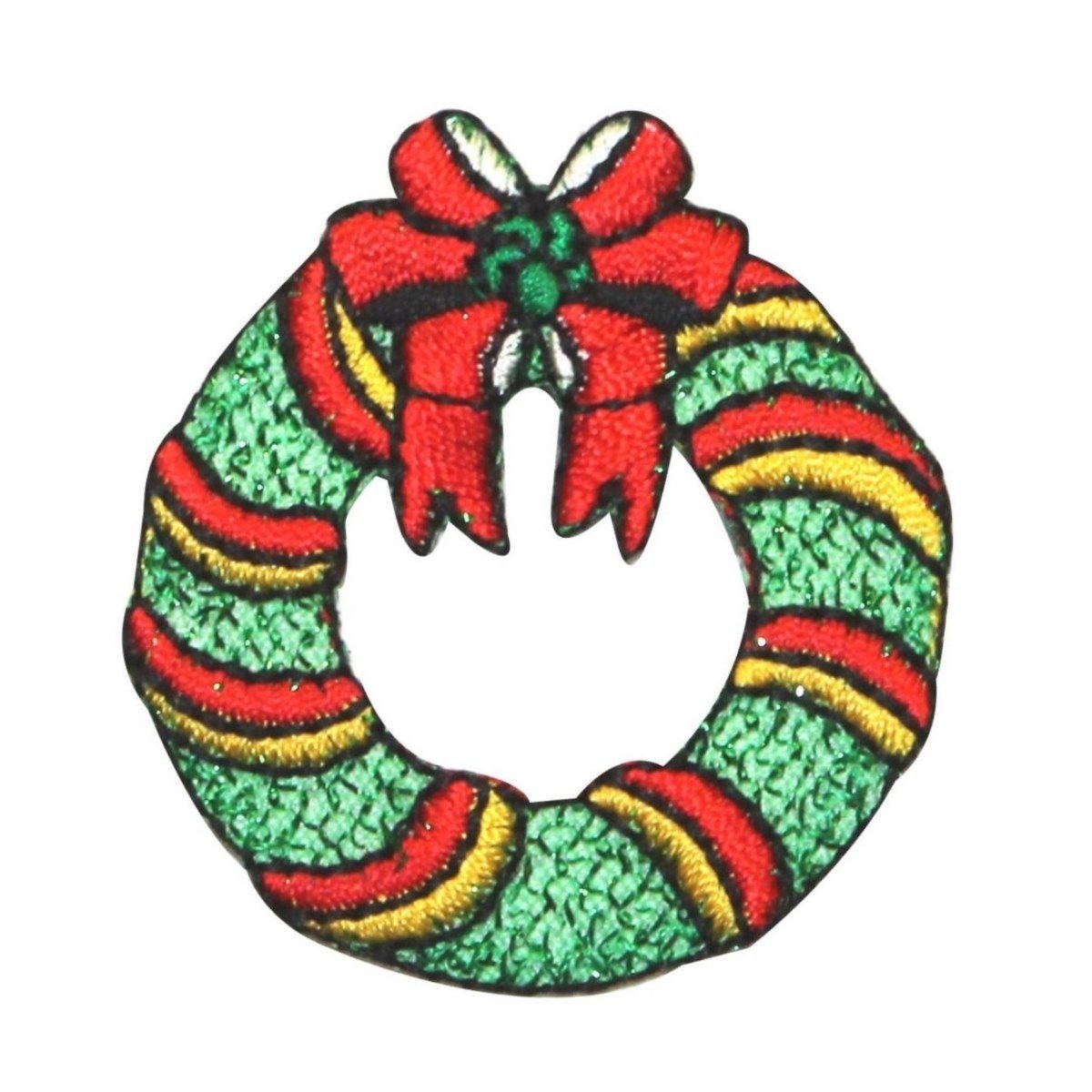 Festive Christmas Wreath Iron-On Patch - Embroidered Holiday Applique for DIY Crafts, Jackets, Hats & Home Decor (ID 8101) - Perfect for Christmas Decorations, Gifts & Costume Accessories