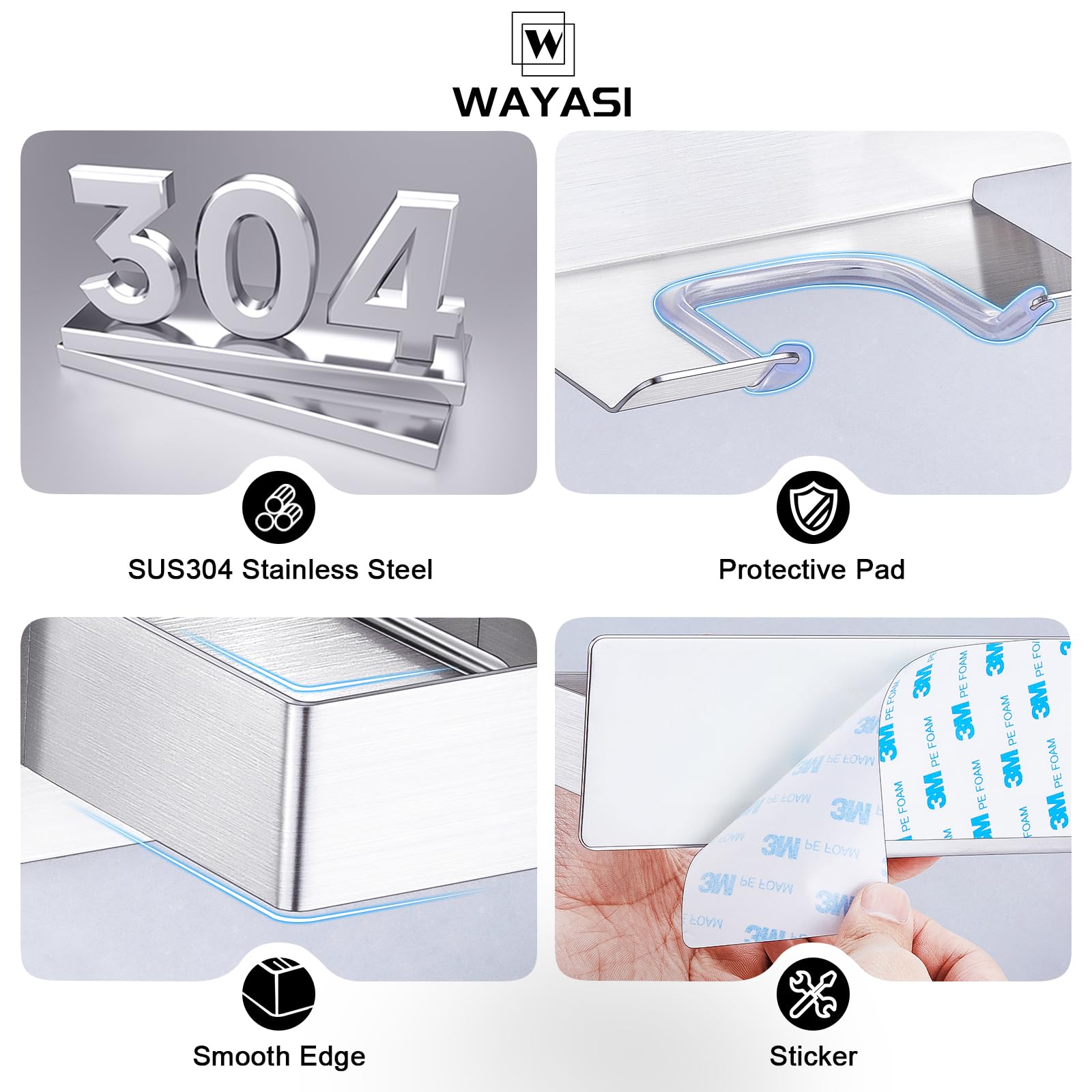 Wall Mounted Hair Straightener & Blow Dryer Holder - Stainless Steel Adhesive Organizer for Curling Irons & Hair Tools | Perfect for Bathroom Storage & Vanity Organization