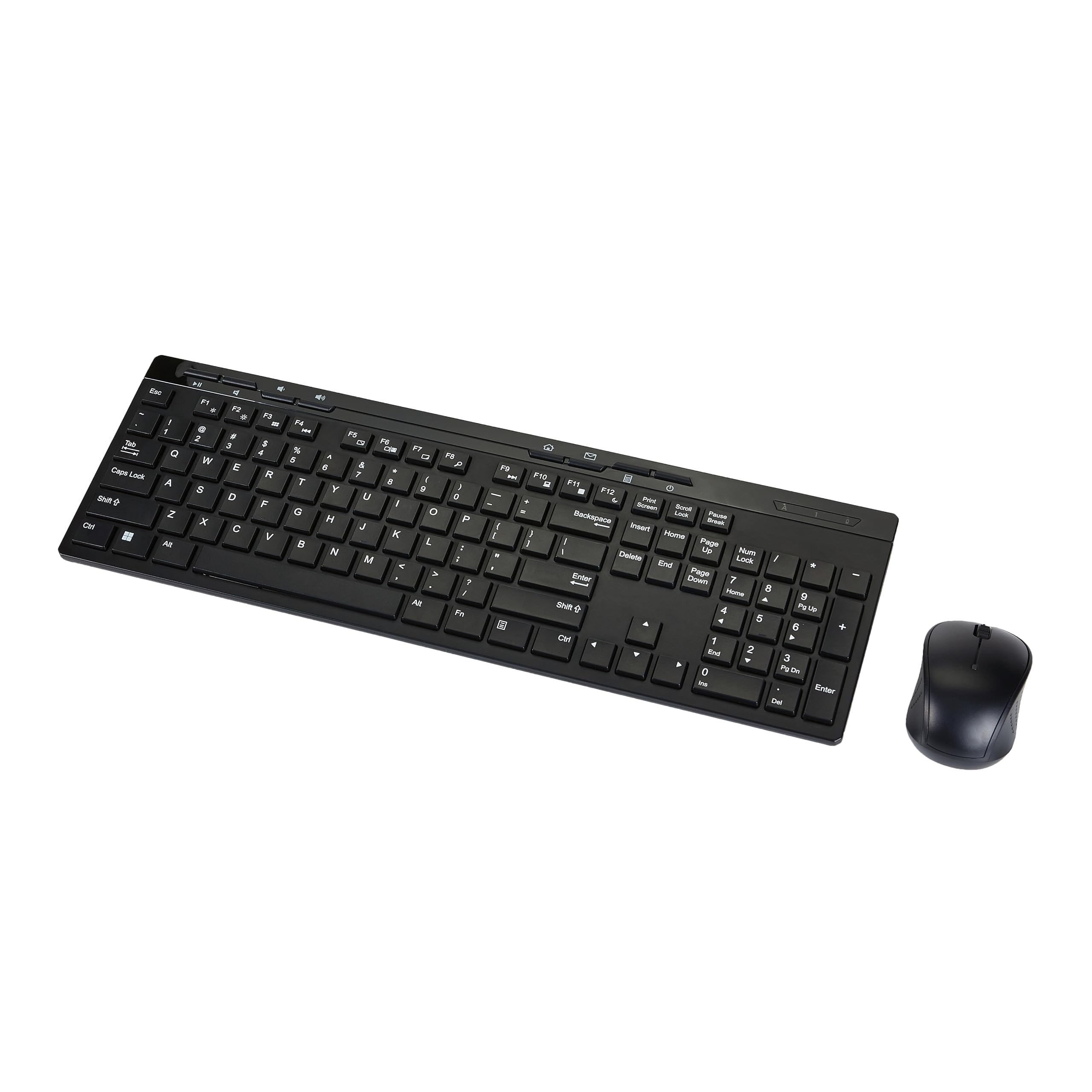 Amazon Basics Wireless Keyboard and Mouse Combo - Full-Sized Ergonomic Design, 2.4GHz USB Receiver, QWERTY Layout, Plug & Play for PC/Laptop (Black) - Perfect for Home Office, Gaming & Everyday Computing