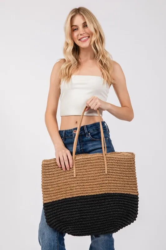 Eco-Friendly Straw Braided Beach Tote Bag for Women - Large Woven Handbag for Summer, Vacation, Pool & Shopping - Perfect Beach Accessory for Sunbathing, Travel & Outdoor Activities