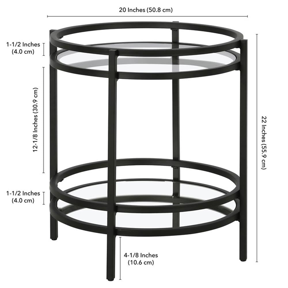 Robillard 20'' Wide Round Side Table in Blackened Bronze - Modern End Table for Living Room, Bedroom & Patio Decor