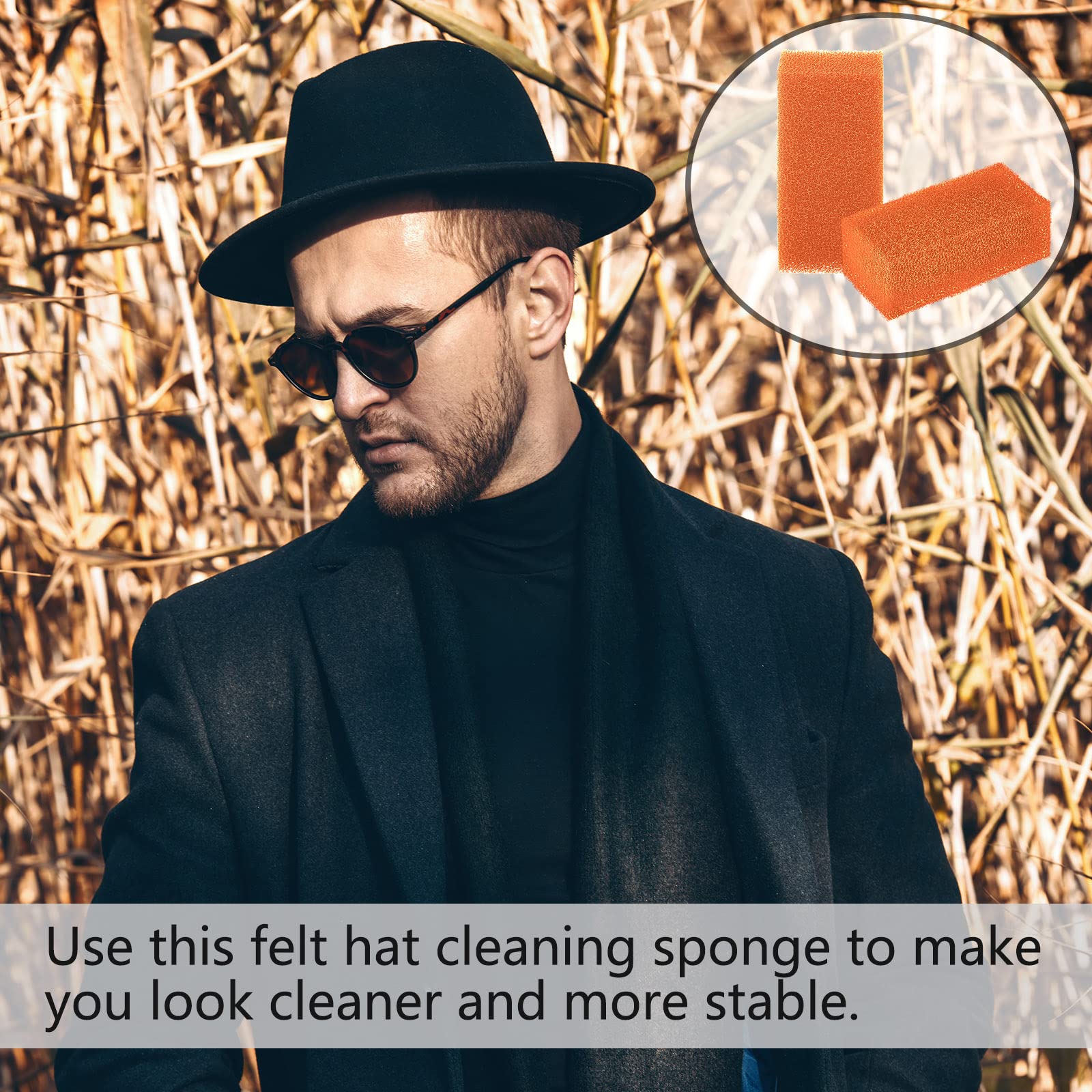 6-Piece Felt Hat Cleaning Sponges Kit - Premium Western Hat Brush Cleaner for Cowboy & Cowgirl Hats - Orange Household Cleaning Sponges for Gentle Hat Care - Perfect for Rodeo, Horseback Riding & Outdoor Events