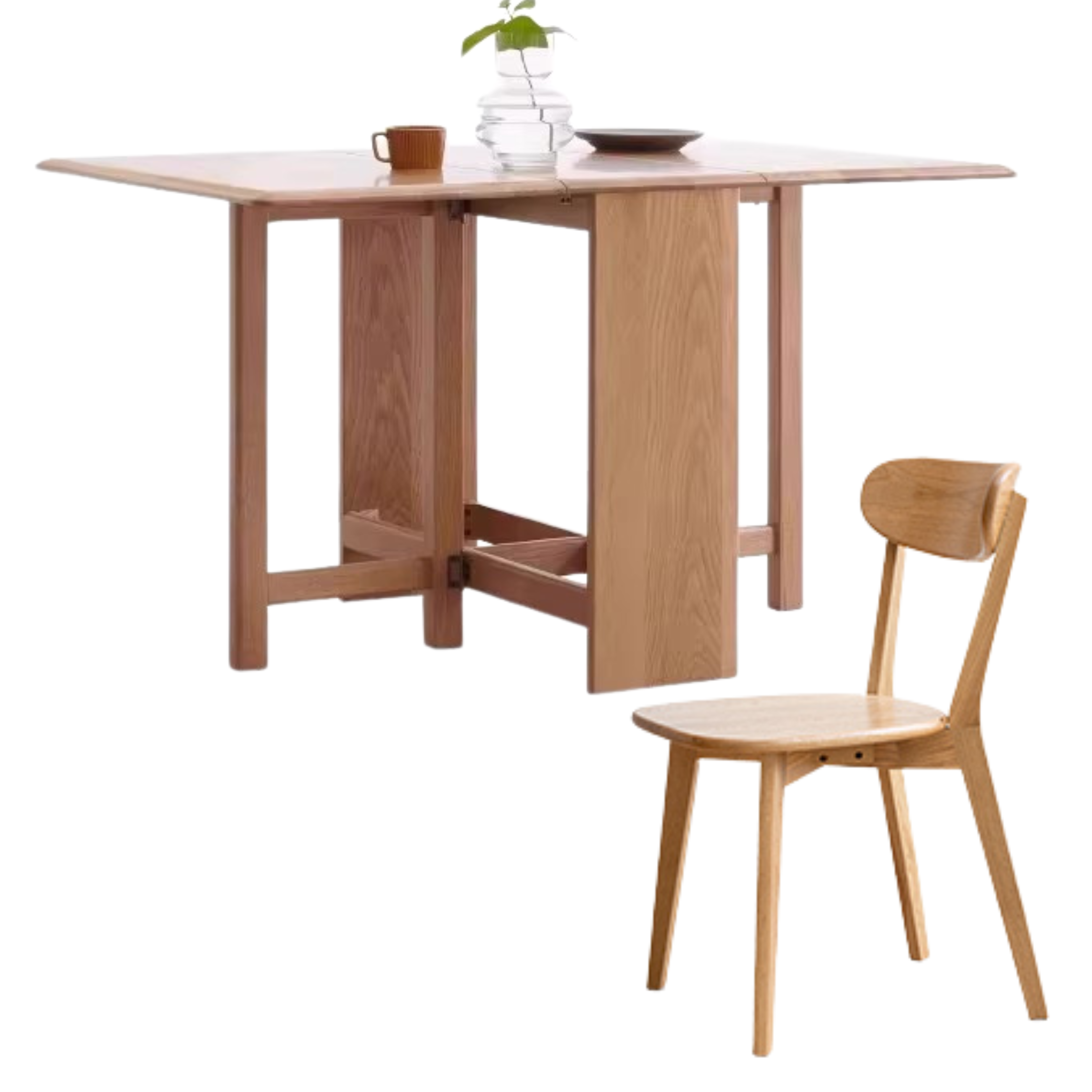 Solid Oak Folding Dining Table - Extendable Wooden Table for Small Spaces | Perfect for Apartments, Patios & Outdoor Entertaining