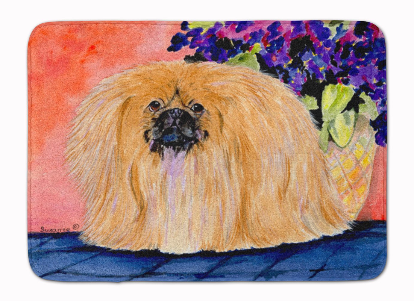 Pekingese Machine Washable Memory Foam Bath Mat - Non-Slip Quick Dry Bathroom Rug, Durable Thick Kitchen Mat with Decorative Artwork | Perfect for Bathroom Safety & Kitchen Comfort