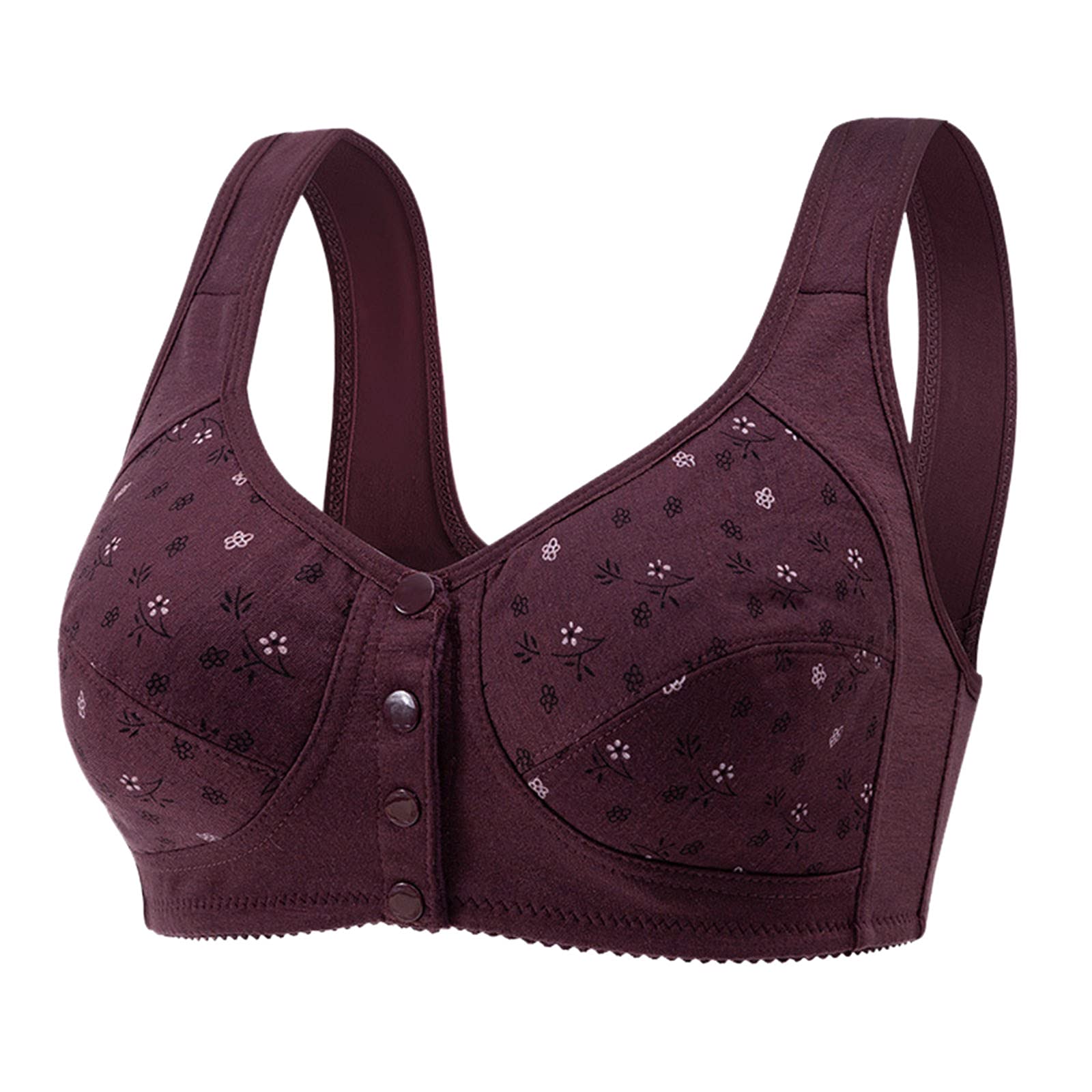 FENGSHAN Women's Sports Bras - High Support Running Bra with Front Button, Printed Padded Workout Top for Plus Size - Perfect for Yoga, Gym & Active Wear