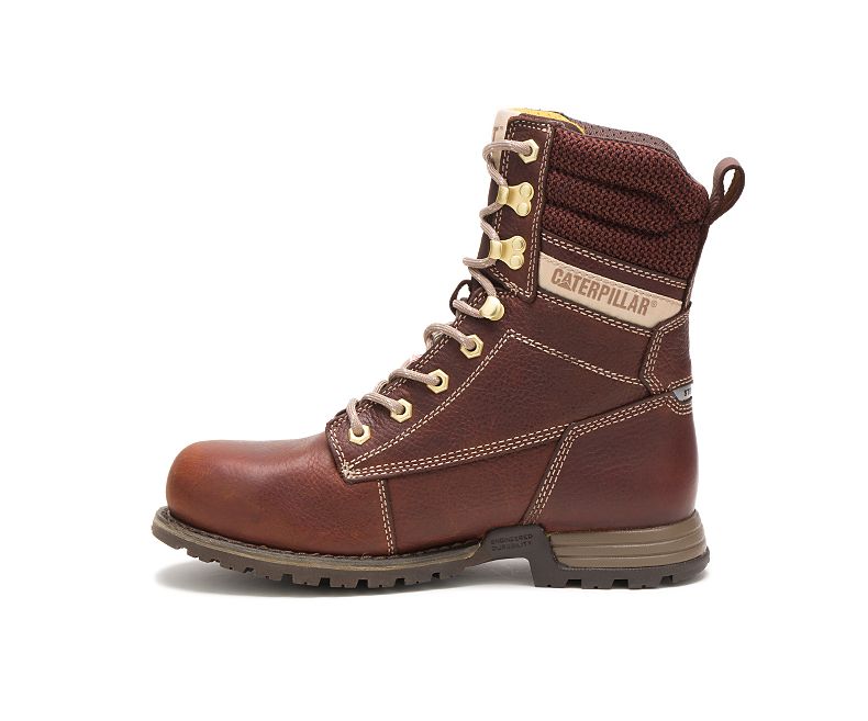 CAT Clover 8 Inch Women's Steel Toe Work Boots 311182 - Brown Safety Shoes for Construction, Warehouse & Outdoor Work