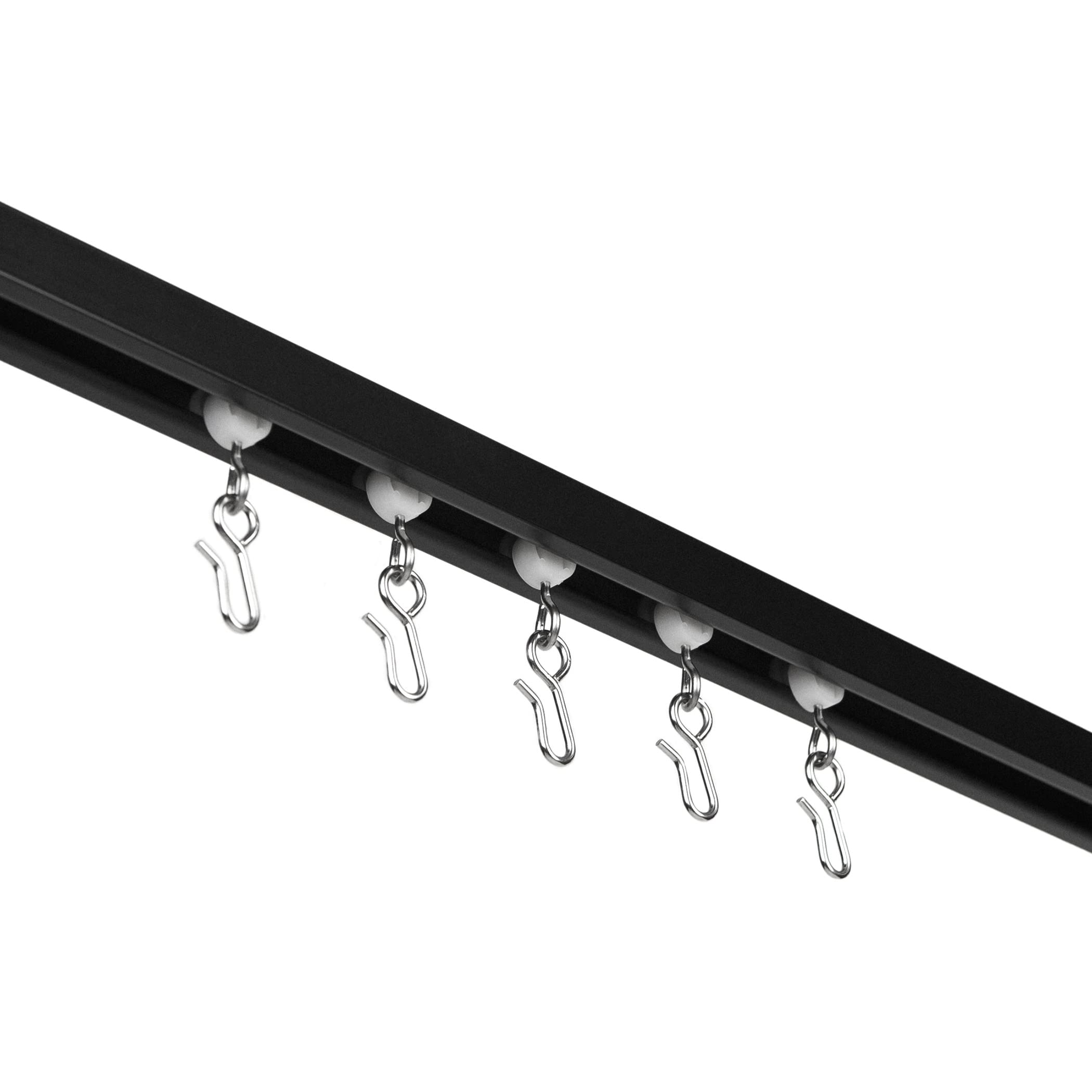 Ceiling Mounted Curtain Track - 12ft Black Metal Curtain Rail System for Drapes, Room Dividers & Window Treatments | Heavy Duty USA Made | Perfect for Living Rooms, Bedrooms & Home Offices