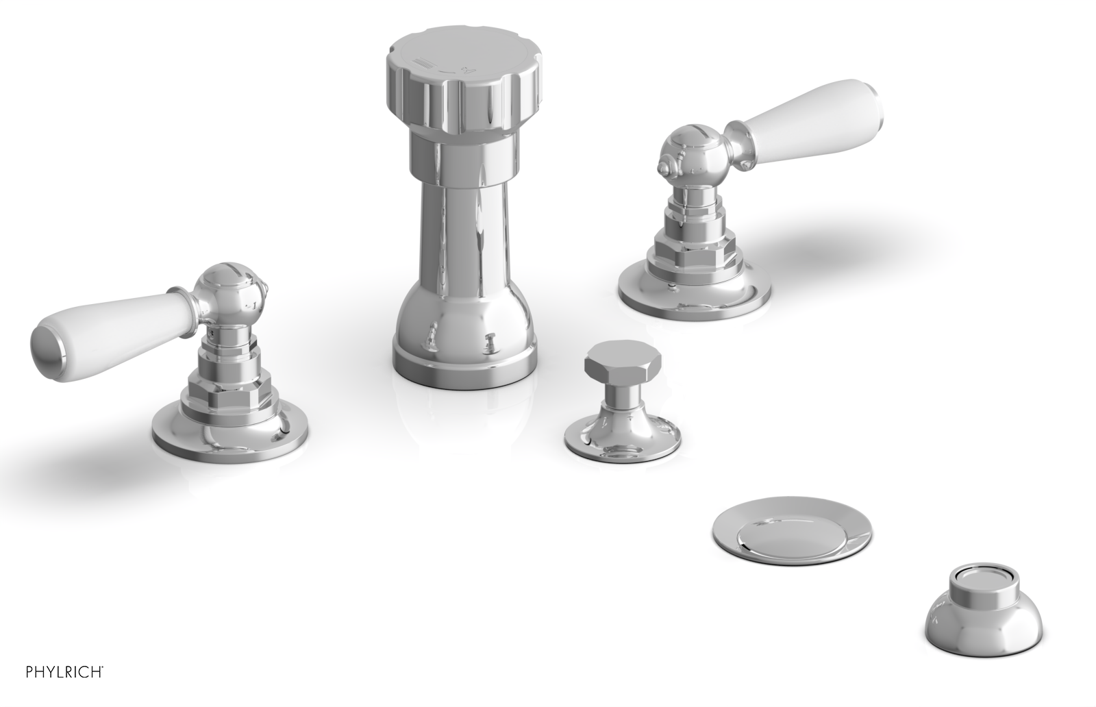 Jamestown 4-Hole Bidet Faucet Set with Lever Handles & White Accents - 165 61 - Perfect for Modern Bathroom Upgrades & Hygienic Toilet Solutions