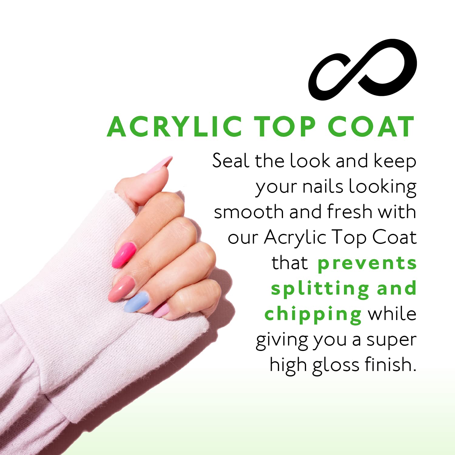 Eternal Acrylic Top Coat Nail Polish - 13.5mL Quick Dry Long Lasting No UV Lamp Needed - Chip Resistant & Glossy Finish for Women - 2 Pack - Perfect for Manicures, Salon Quality Nails at Home & Everyday Wear