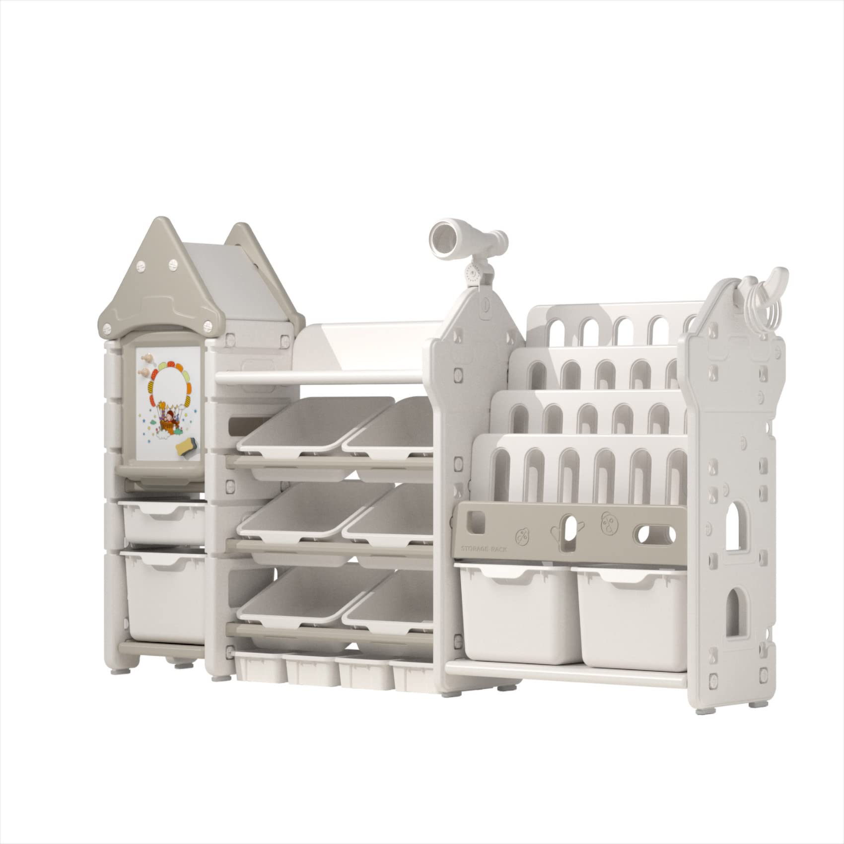 UNICOO Kids Toy Storage Organizer & Bookshelf with Bins - Multifunctional Toy Shelf Organizer for Playroom, Nursery, Bedroom - Perfect for Organizing Toys, Books, and Kids' Room Decor