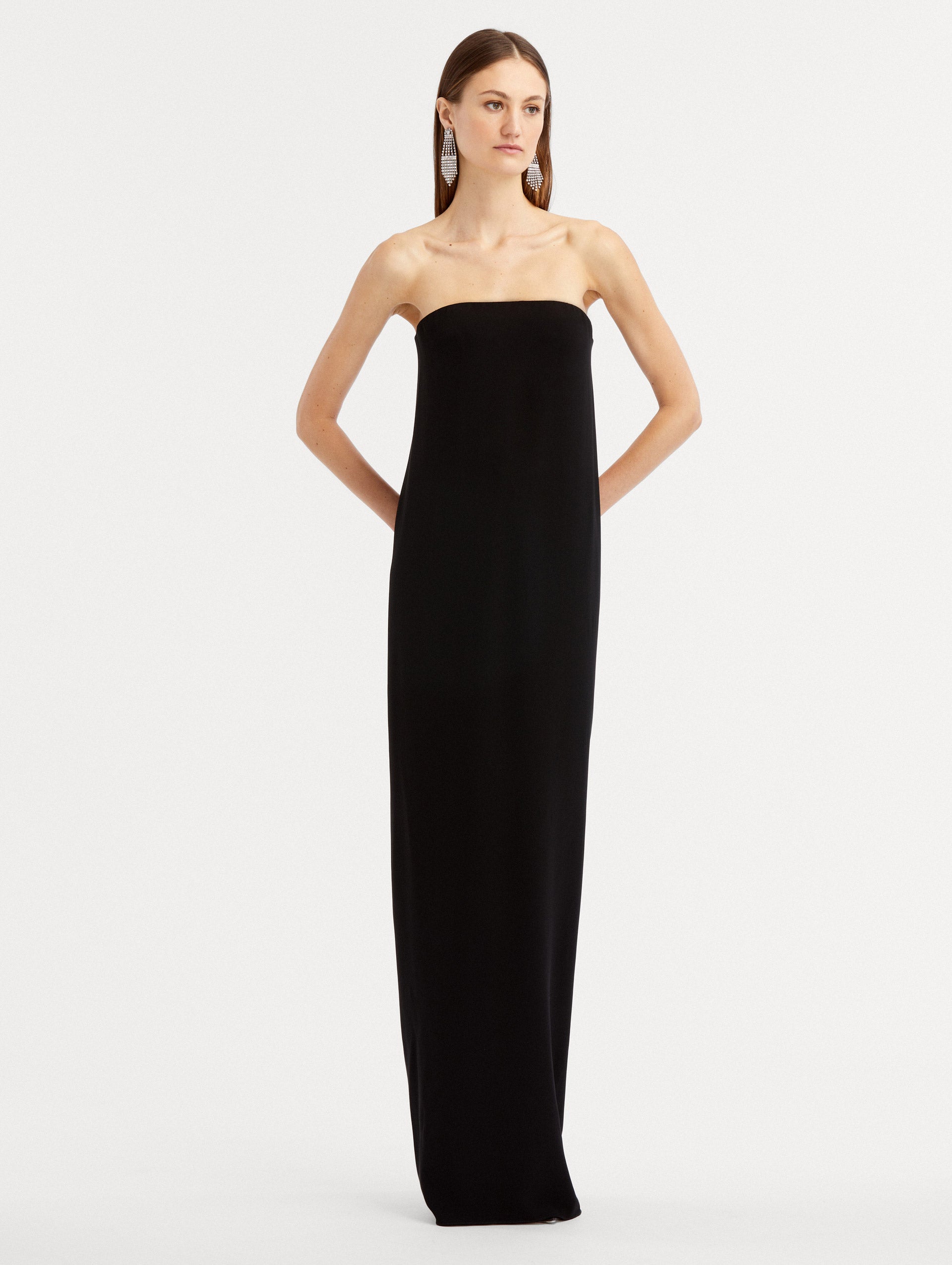 Elegant Strapless Draped Column Gown for Women - Formal Evening Gown for Prom, Wedding, Black Tie Events & Special Occasions