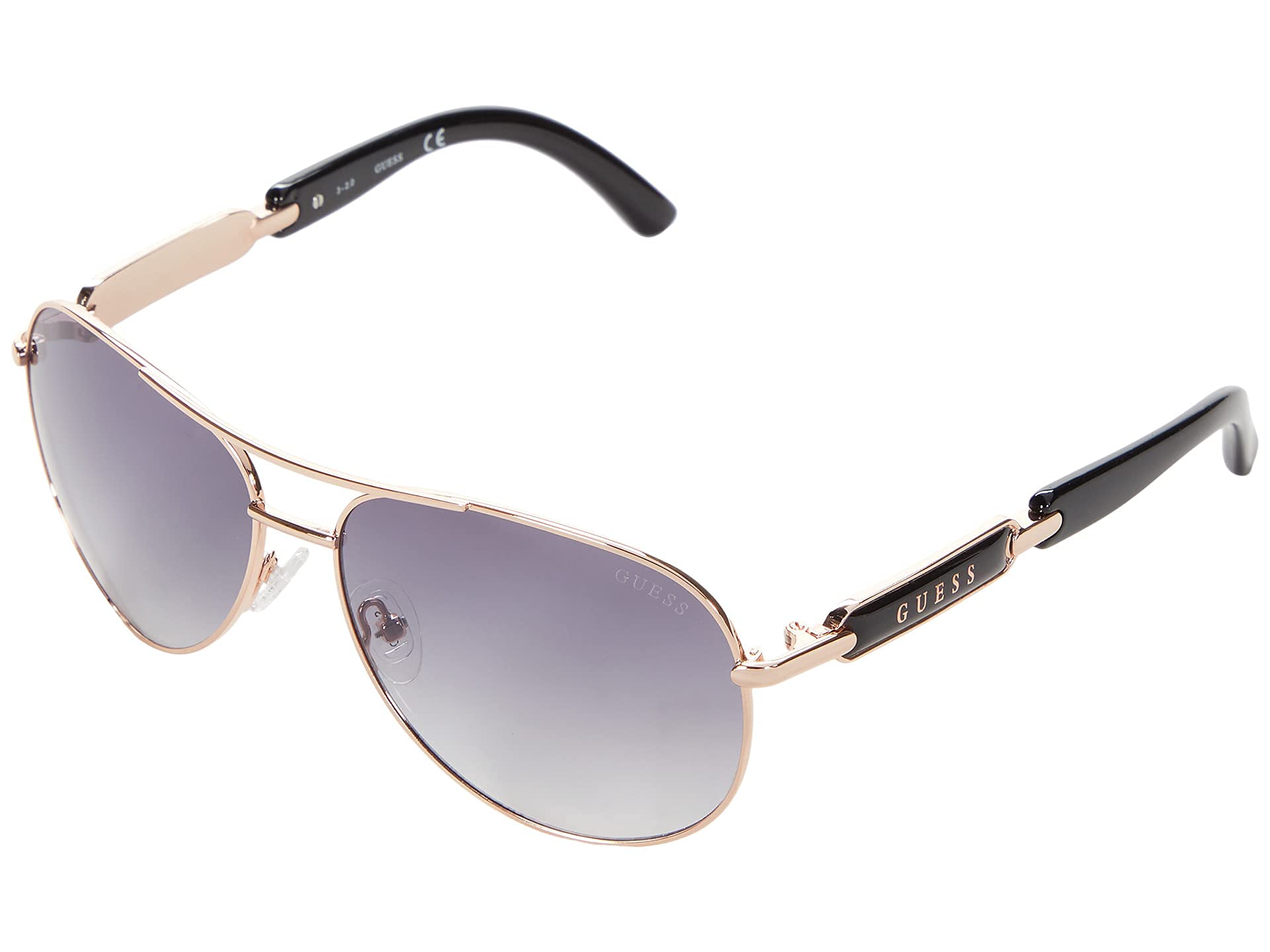 GUESS GU7295 Women's Shiny Rose Gold Aviator Sunglasses - Classic Full Frame Metal Design with Smoke Mirror & Brown Mirror Lenses (Non-Polarized) | Perfect for Driving, Beach & Outdoor Fashion Accessories