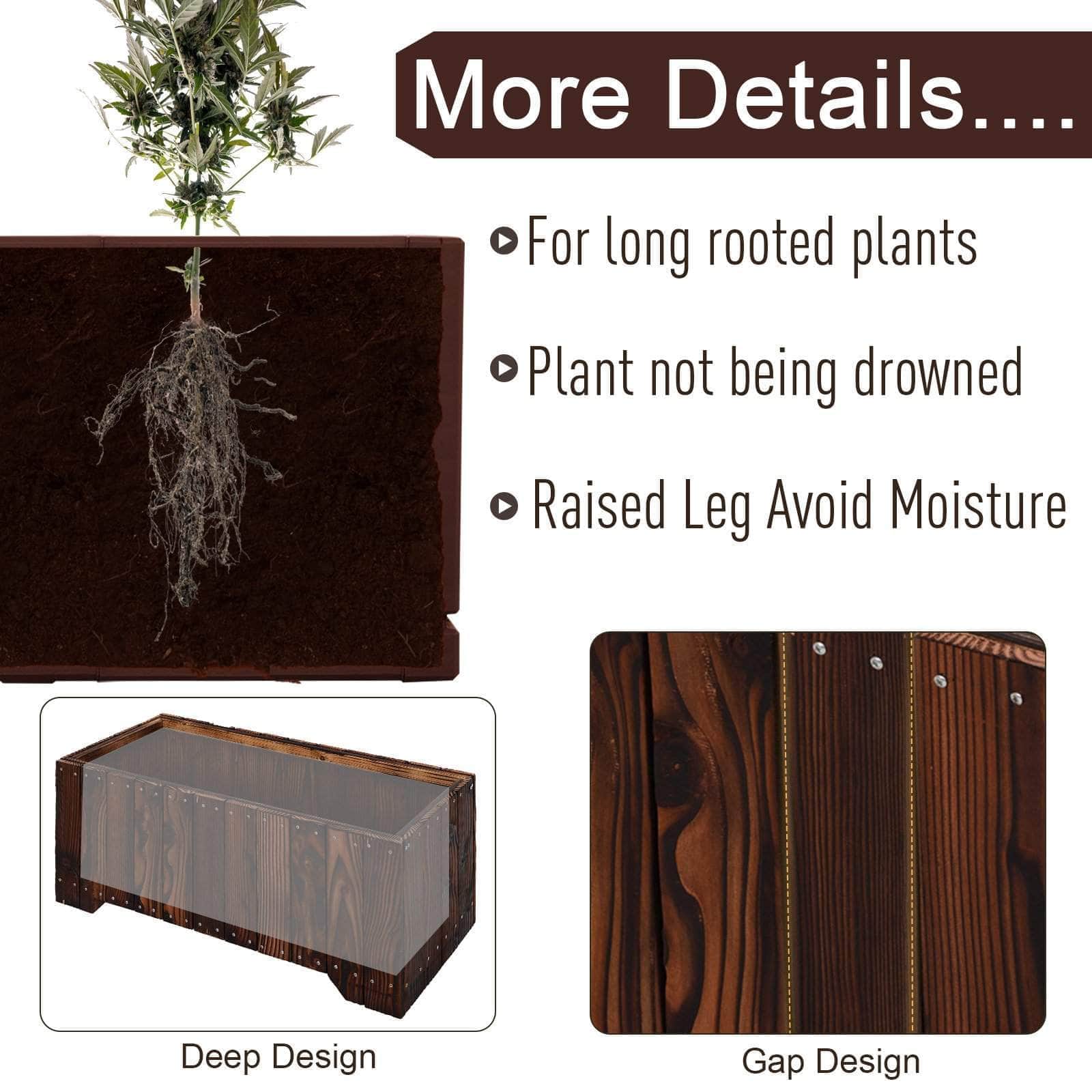 Natural Solid Fir Wood Raised Garden Bed Planter Box - Durable Outdoor Rectangle Planter for Vegetables, Flowers & Herbs - Perfect for Backyard, Patio & Urban Gardening