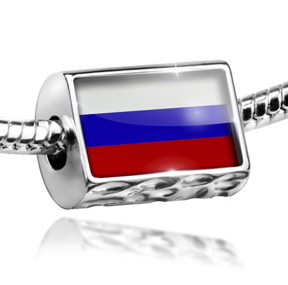 Russian Flag Charm Bead - Compatible with All European Bracelets | Perfect for Patriotic Jewelry, Friendship Bracelets & DIY Crafting