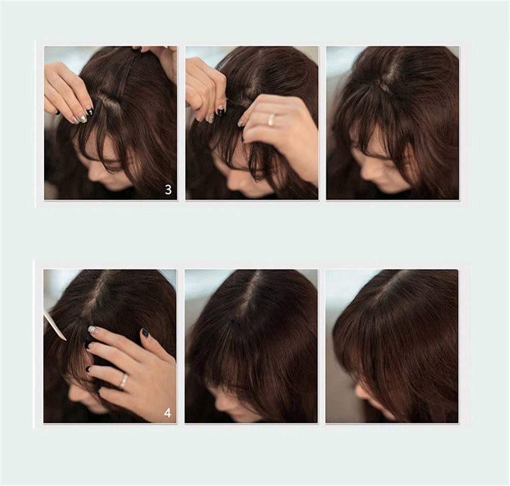 Remeehi Mini Air Flat Bangs/Fringe Hair Extensions - Real Human Hair Hand-Tied Bangs with Side Temples (Reddish Brown) | Perfect for Daily Wear, Cosplay & Instant Hairstyle Transformation