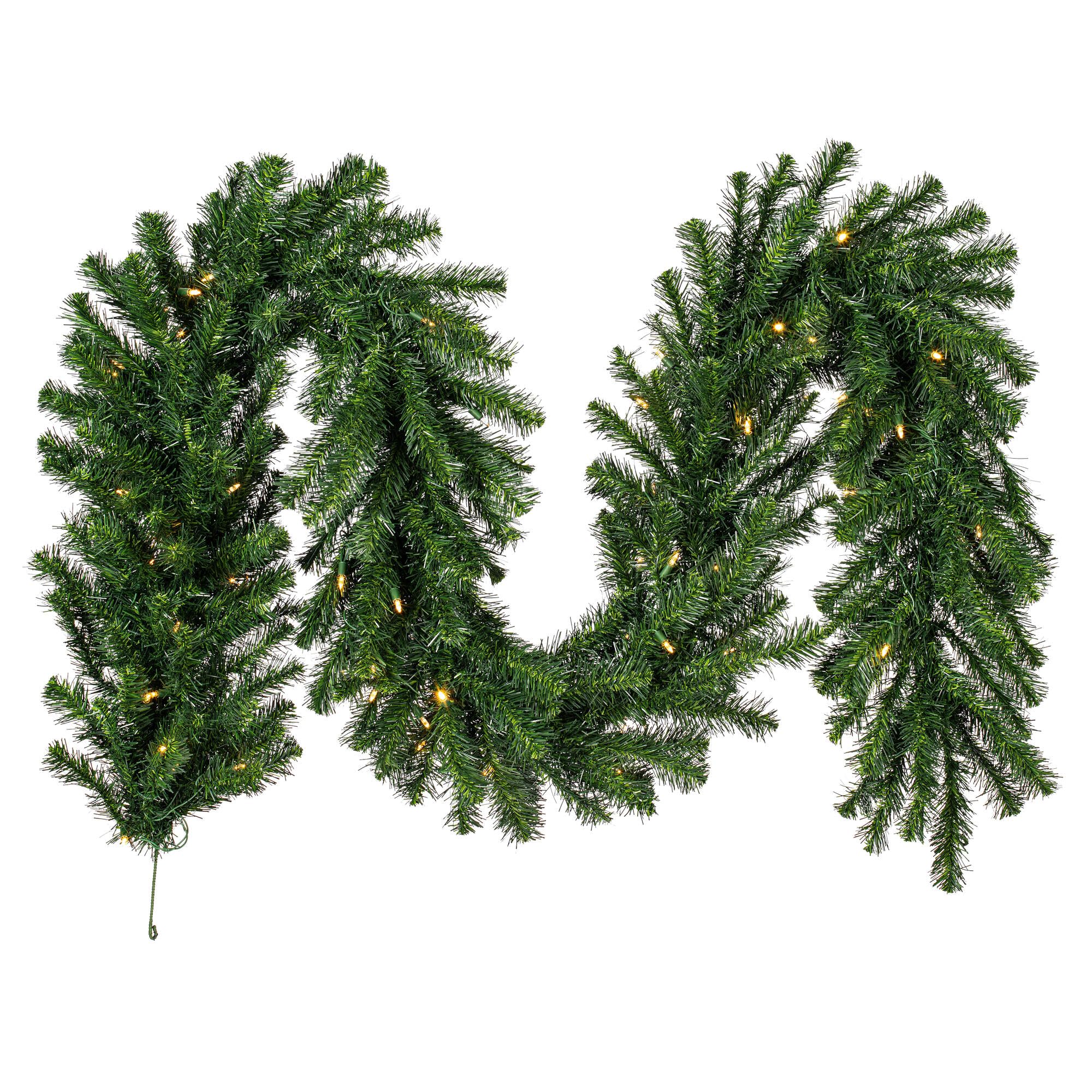 Vickerman 9ft Douglas Fir Artificial Christmas Garland with Warm White LED Lights - Indoor/Outdoor Faux Fir Holiday Decor - 108x16x16 Inches - Perfect for Fireplace Mantels, Staircases & Outdoor Entryways