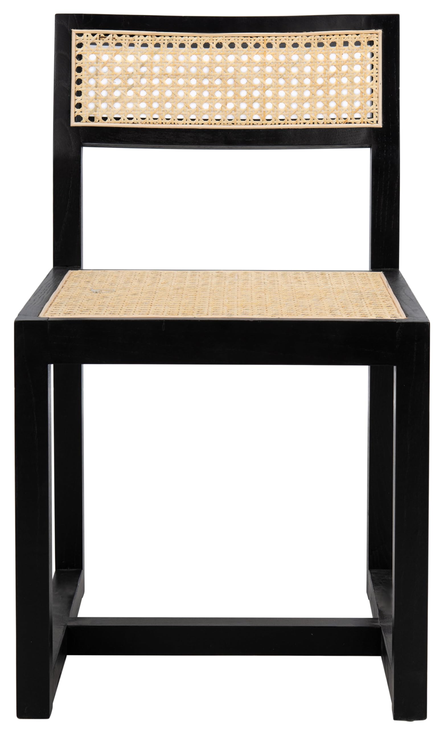 Safavieh Home Bernice White & Natural Cane Dining Chair - Modern Farmhouse Style Rattan Seat for Kitchen, Dining Room, or Outdoor Patio