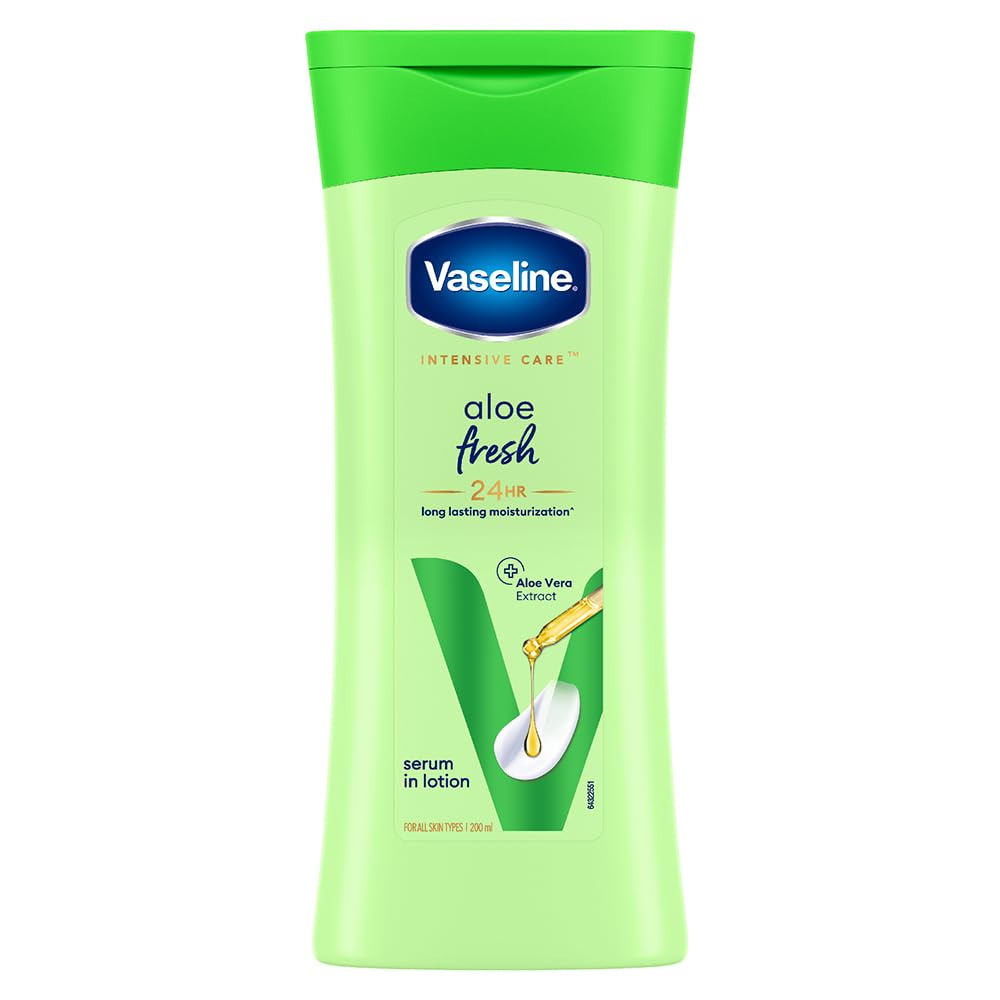 Vaseline Intensive Care Aloe Fresh Body Lotion 200ml - Hydrating & Soothing Moisturizer for Dry Skin | Perfect for Daily Use, After Sun Care & Post-Shave Relief
