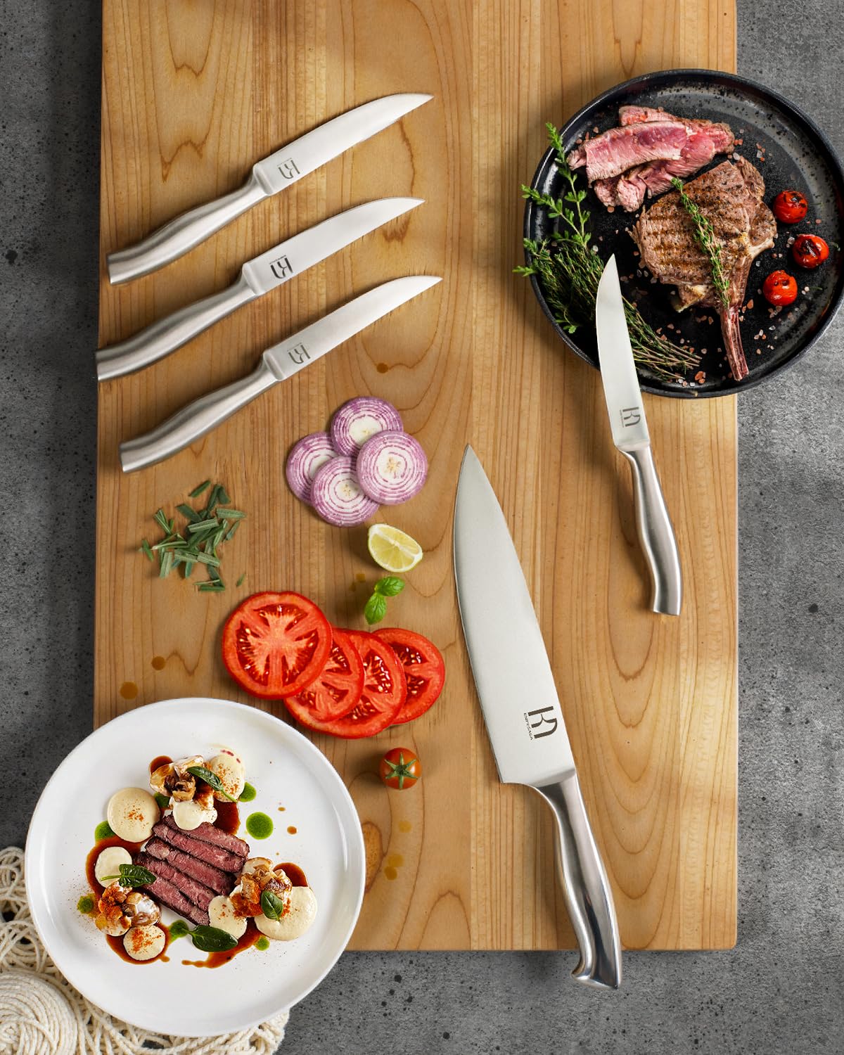 Premium 14-Piece Japanese High Carbon Stainless Steel Knife Block Set - Ultra Sharp Chef Knives with Built-in Sharpener for Professional Cooking & Home Kitchen Use