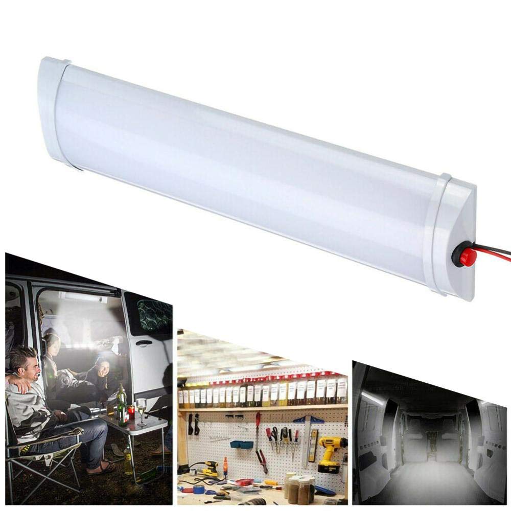 12V White LED Strip Light Bar for Car Interior with ON/Off Switch - Perfect for Cars, Caravans & Vans - Enhance Your Vehicle's Interior Lighting for Night Driving and Camping