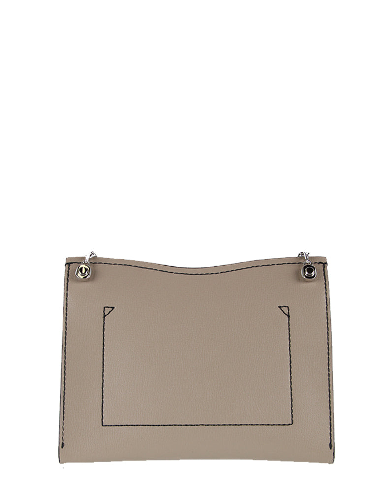 Elegant PS Small Curl Chain Clutch Bag in Taupe - Grain & Suede Leather for Women | Perfect for Evening Parties, Weddings & Special Occasions