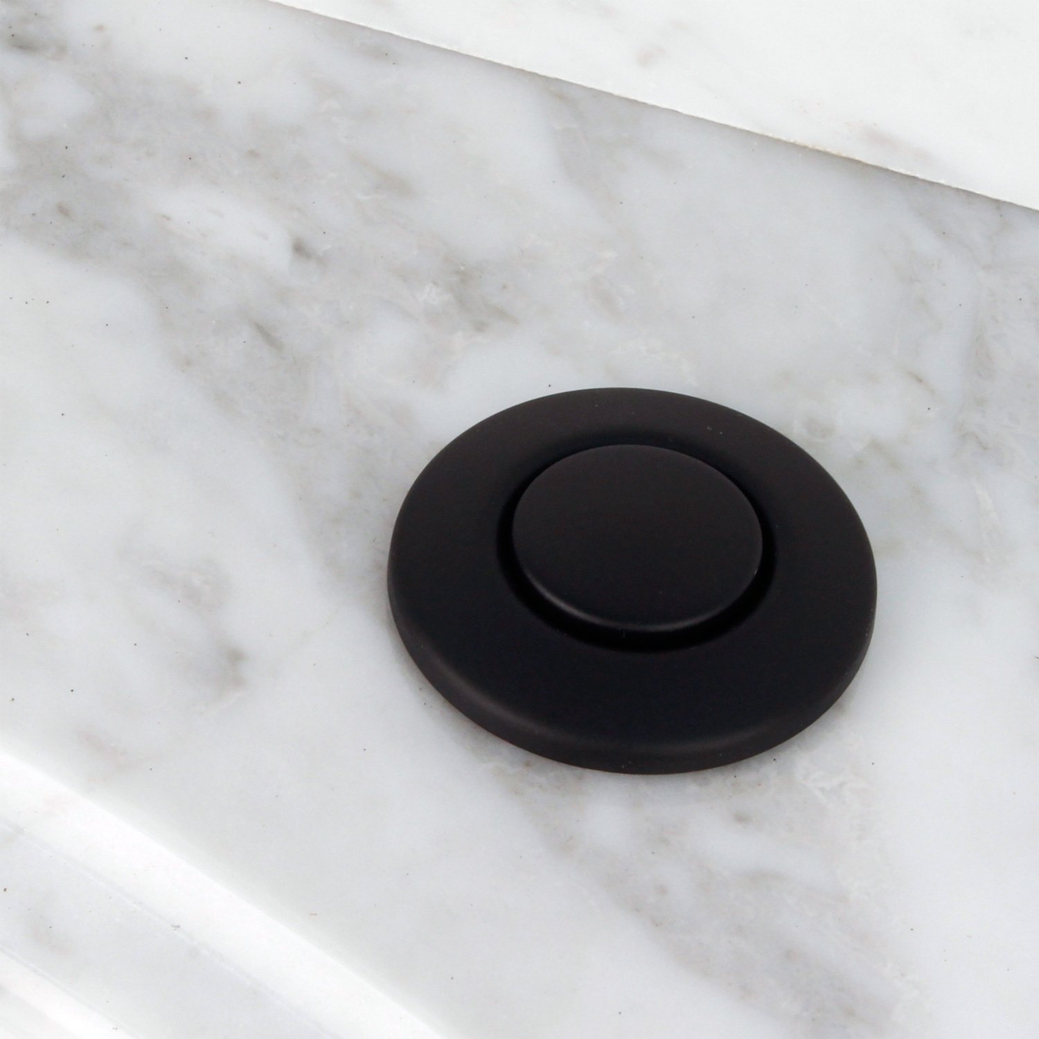 Flat Black Garbage Disposal Air Switch with Trim Kit - Easy Install Under Sink Waste Disposer Control for Kitchen & Bathroom