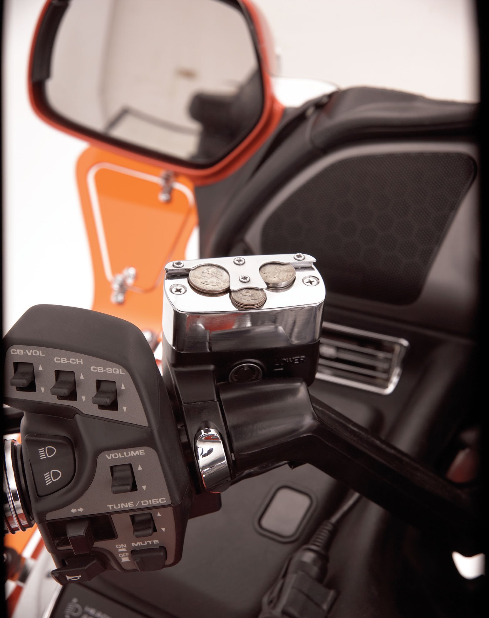 Chrome Motorcycle Master Cylinder Coin Holder - for Easy Access While Riding
