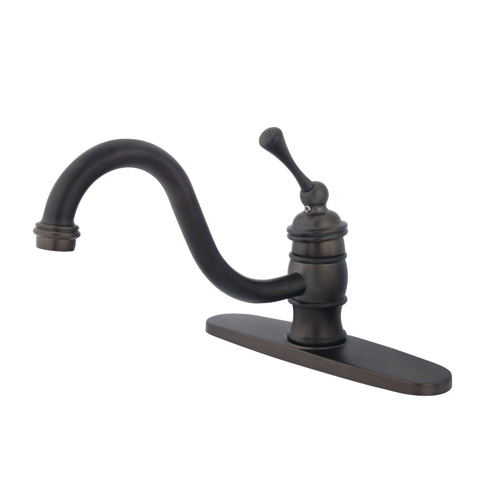 Kingston Brass KB3572BLLS 8 Inch Centerset Kitchen Faucet - Modern Single Handle Pull-Down Sprayer for Sink, Brushed Nickel Finish - Perfect for Home Kitchen, RV, and Restaurant Use